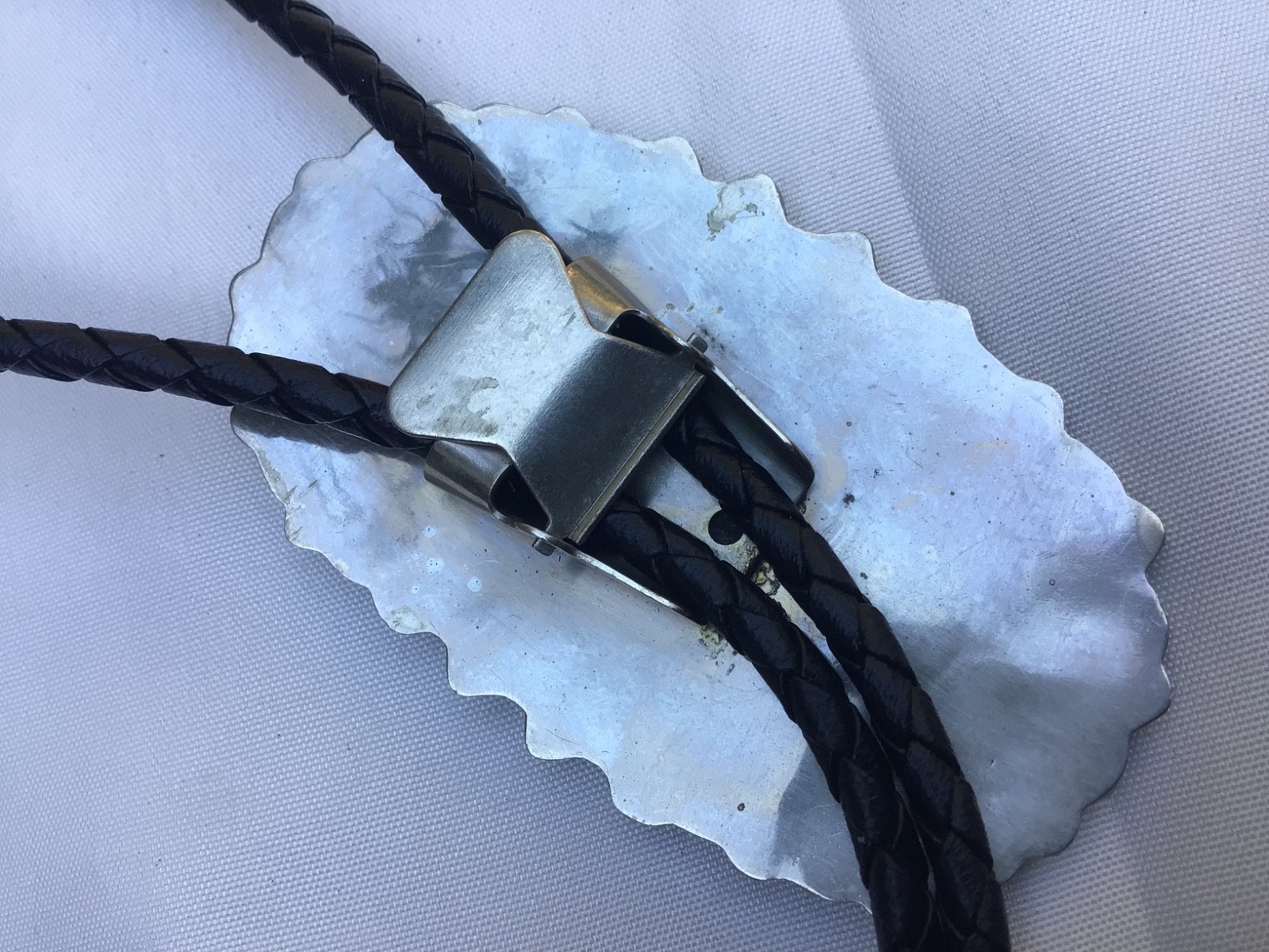 Vintage Native American BOLO TIE Silver & Cluster Turquoise Stones Zuni UNMARKED