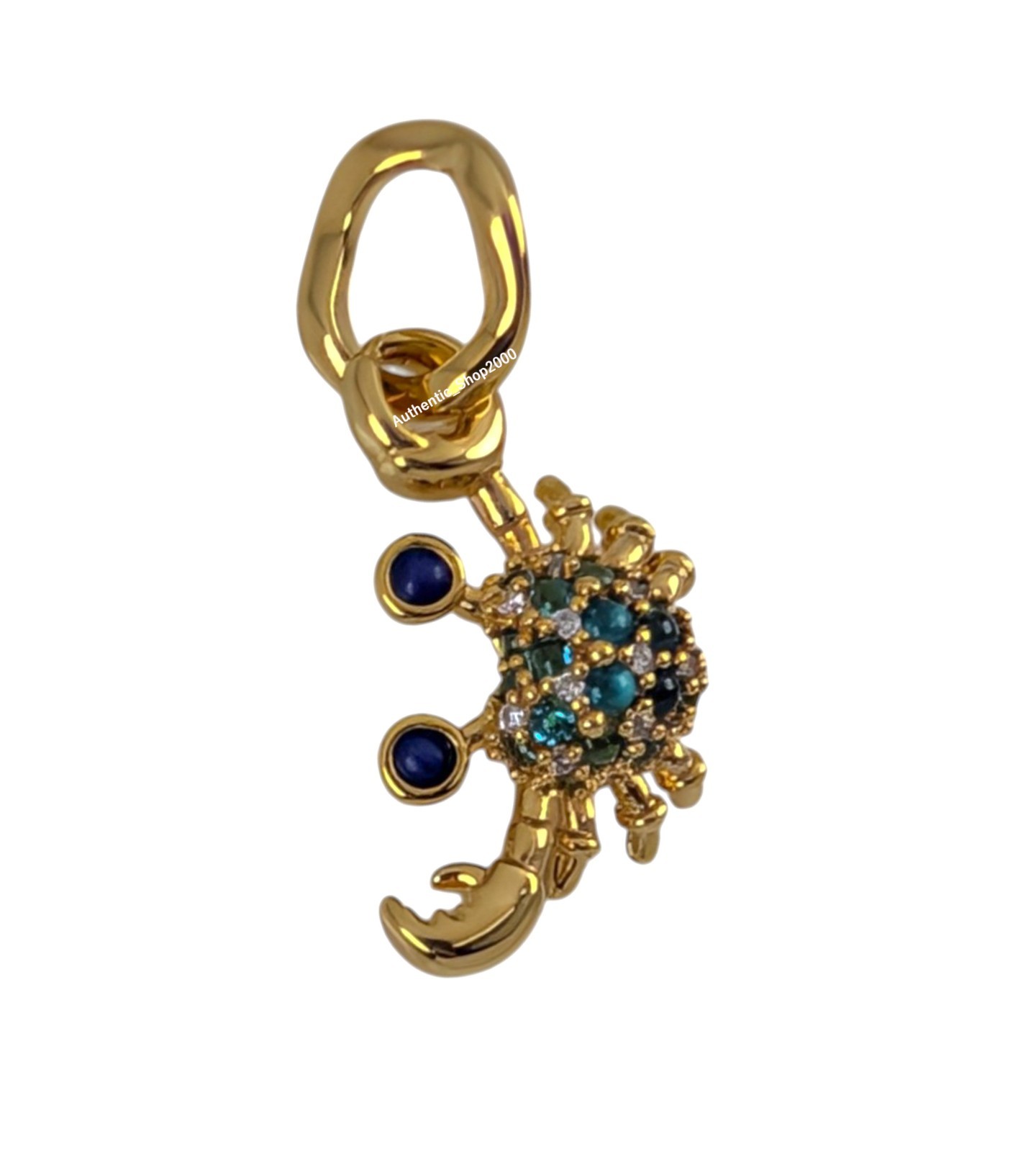 New 100% Authentic PANDORA 14k Gold Plated Blue Crab Dangle Charm 764684C01