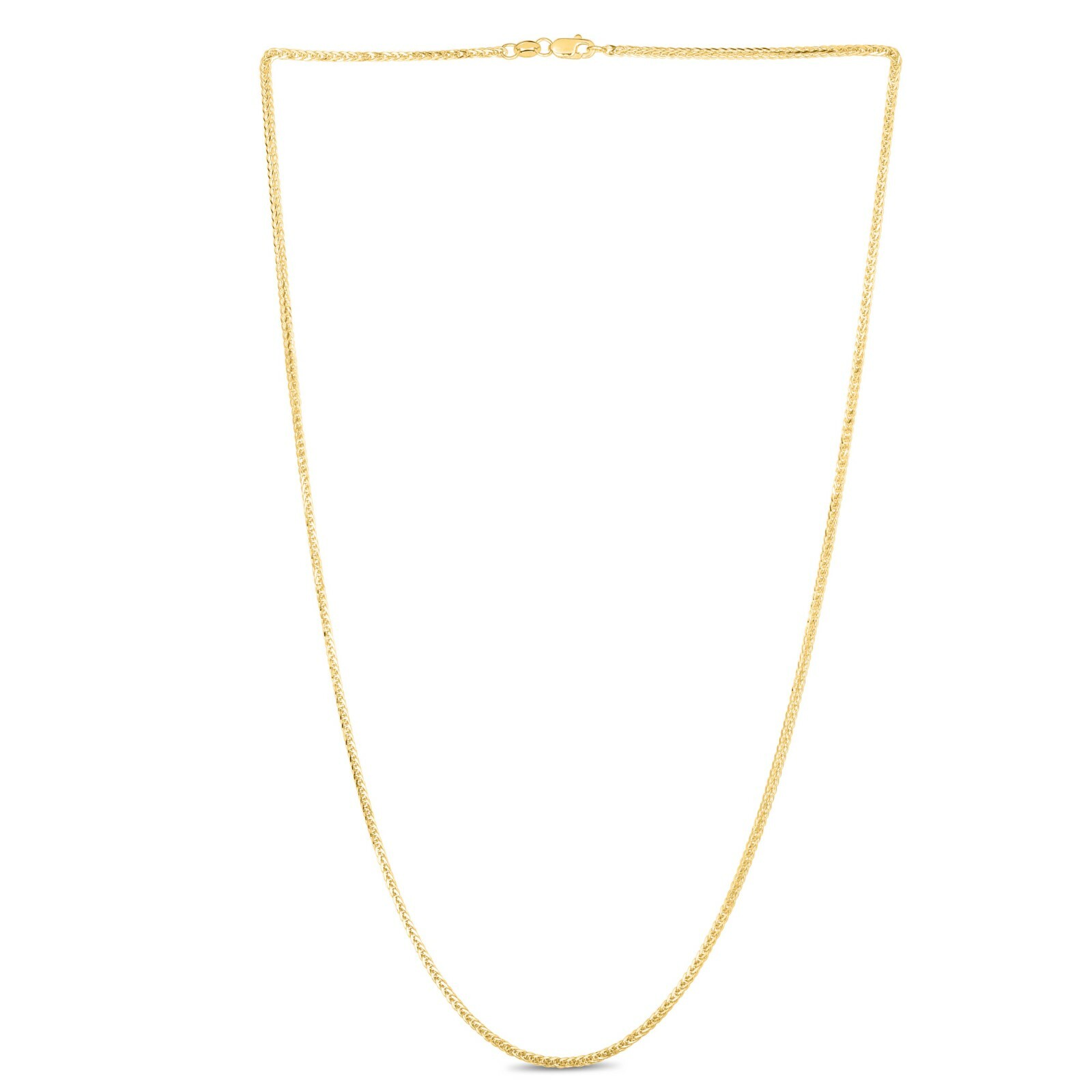 1.8mm Square Wheat Chain Necklace Real 14K Yellow Gold