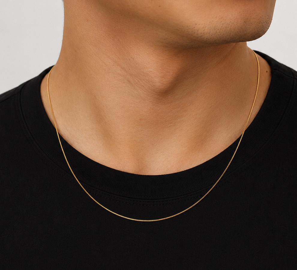 14K Yellow Gold, 0.5mm Box Chain, 16″-24″