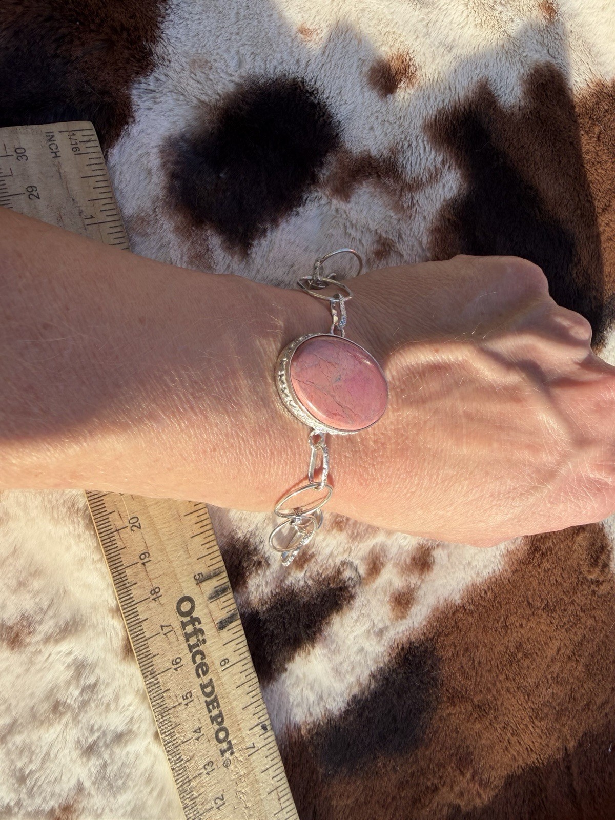 Sterling Silver Pink Gemstone Bracelet