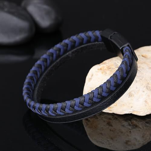 Handmade Leather Bracelet for Men – Braided bracelet with steel clasp made of