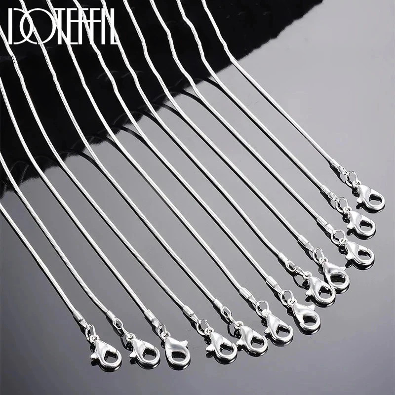 10PCS wholesale 925 sterling solid silver 1MM 16-30inch snake chain necklace