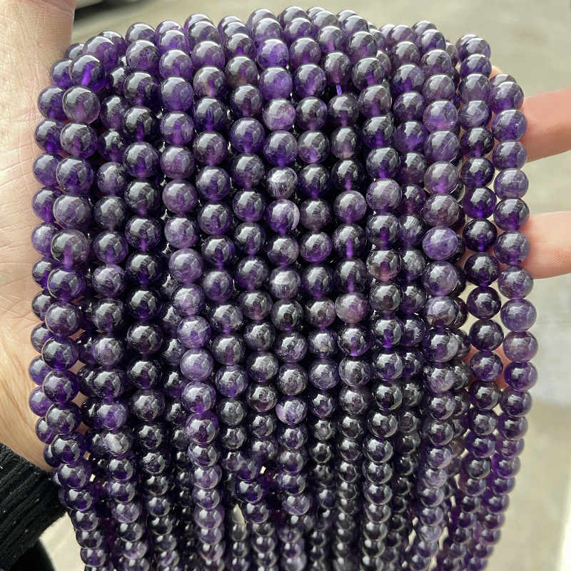 4-12mm Round Natural Amethyst Crystal Gem Stone DIY Jewelry Loose Beads 15 Inch