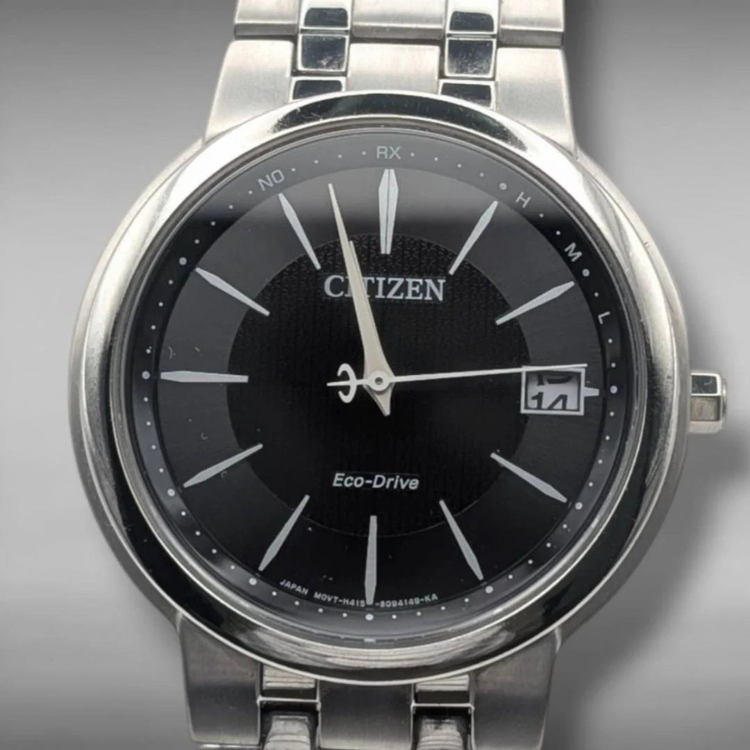 CITIZEN H415-S063311 Eco-Drive Titanium Black Dial Date Slim 1.43 inches Mens