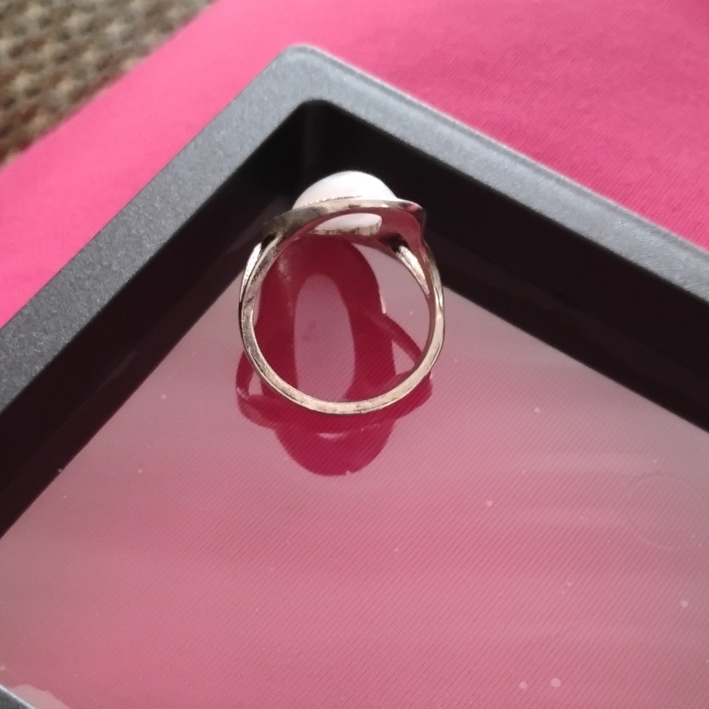 Silver Tone Cocktail Ring Size 7 Oval White Opal Bezel Set 1 Gemstone Metal