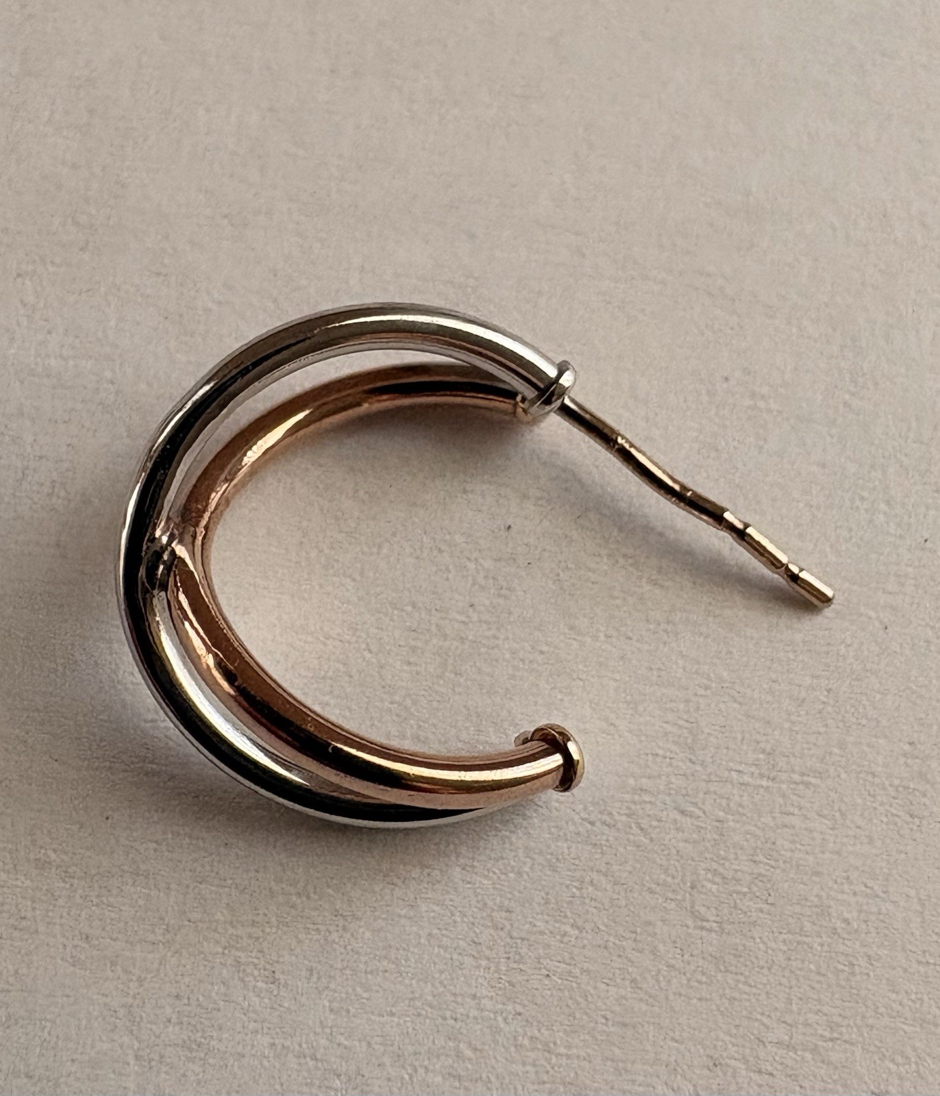2 Prs. 10K Yellow White Rose Gold Signed RL Pierced Post Hoop Ball Stud Earrings
