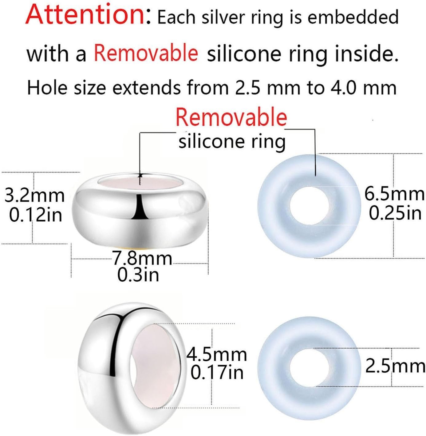 Lightweight and Stylish Sterling Silver Rondelle Spacer Beads for Bracelets