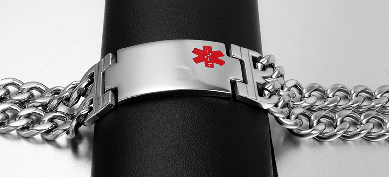 Mens Stainless Steel ID/Identification Bracelet 23mm wide Cowboy Chain 9.25”