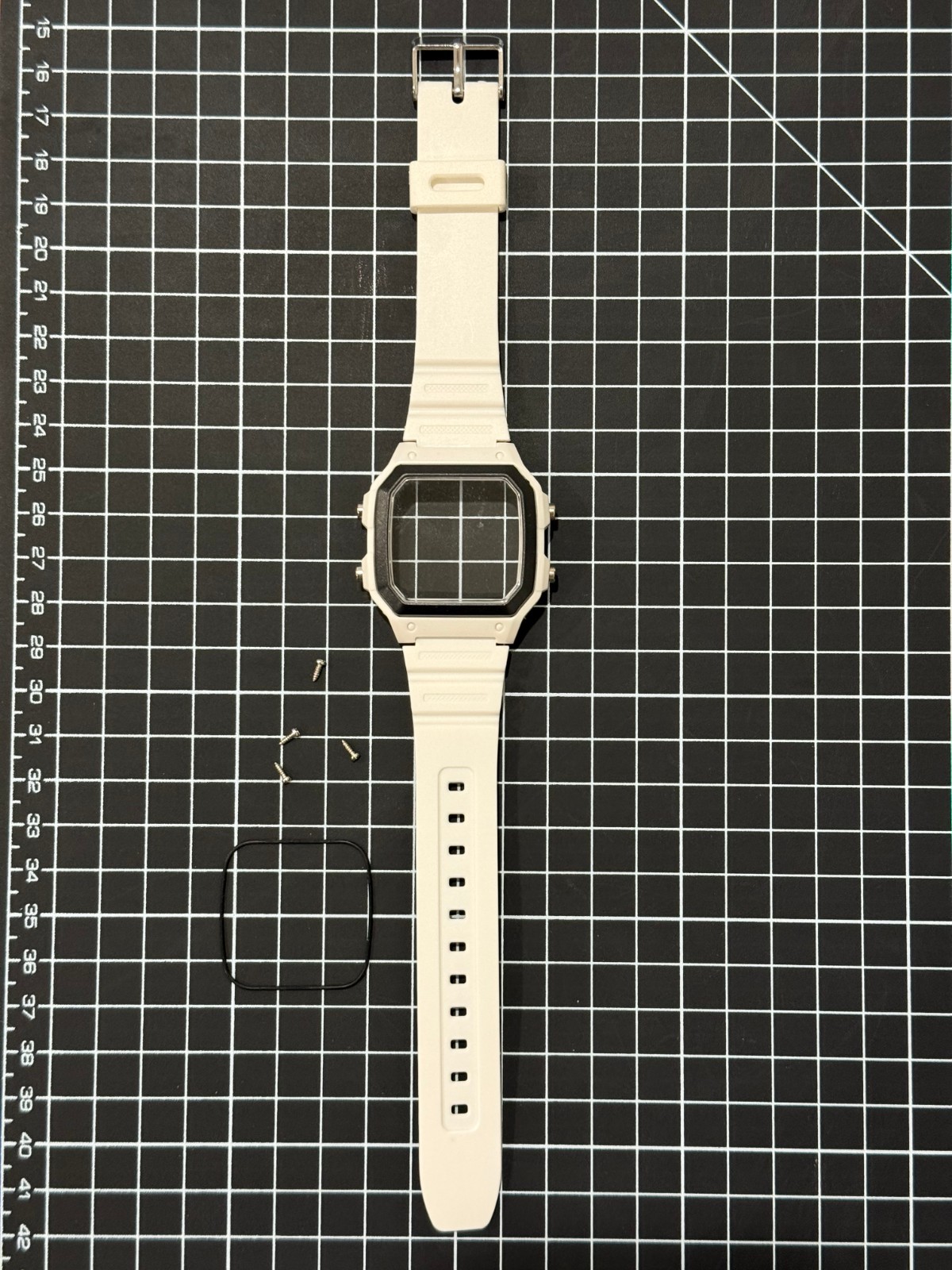 NO WATCH – White/Black MOD Case & Strap for Casio World Time Royale AE-1200