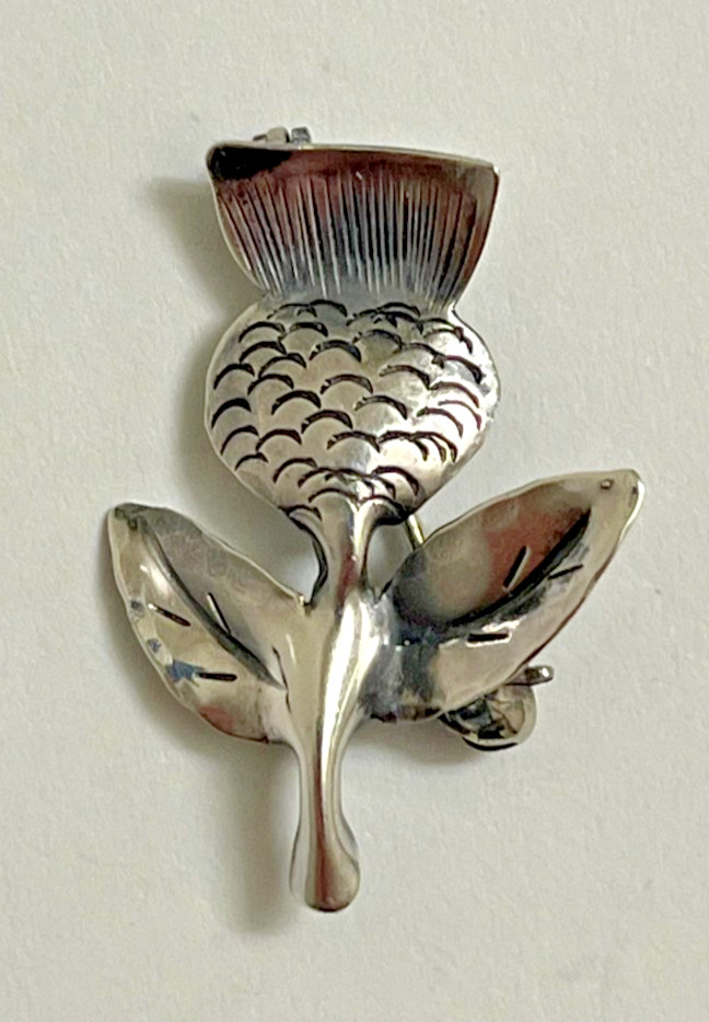 Vintage Stuart Nye Sterling Silver Scottish Thistle Brooch Pin – Signed NYE