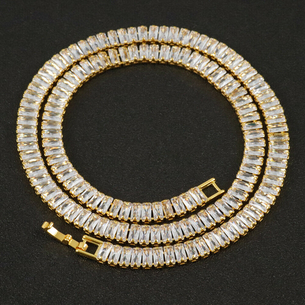 Iced 8.5″ Bracelet 18″ 20″ 24″ Gold Silver Plated Cubic Zirconia Chain Necklace