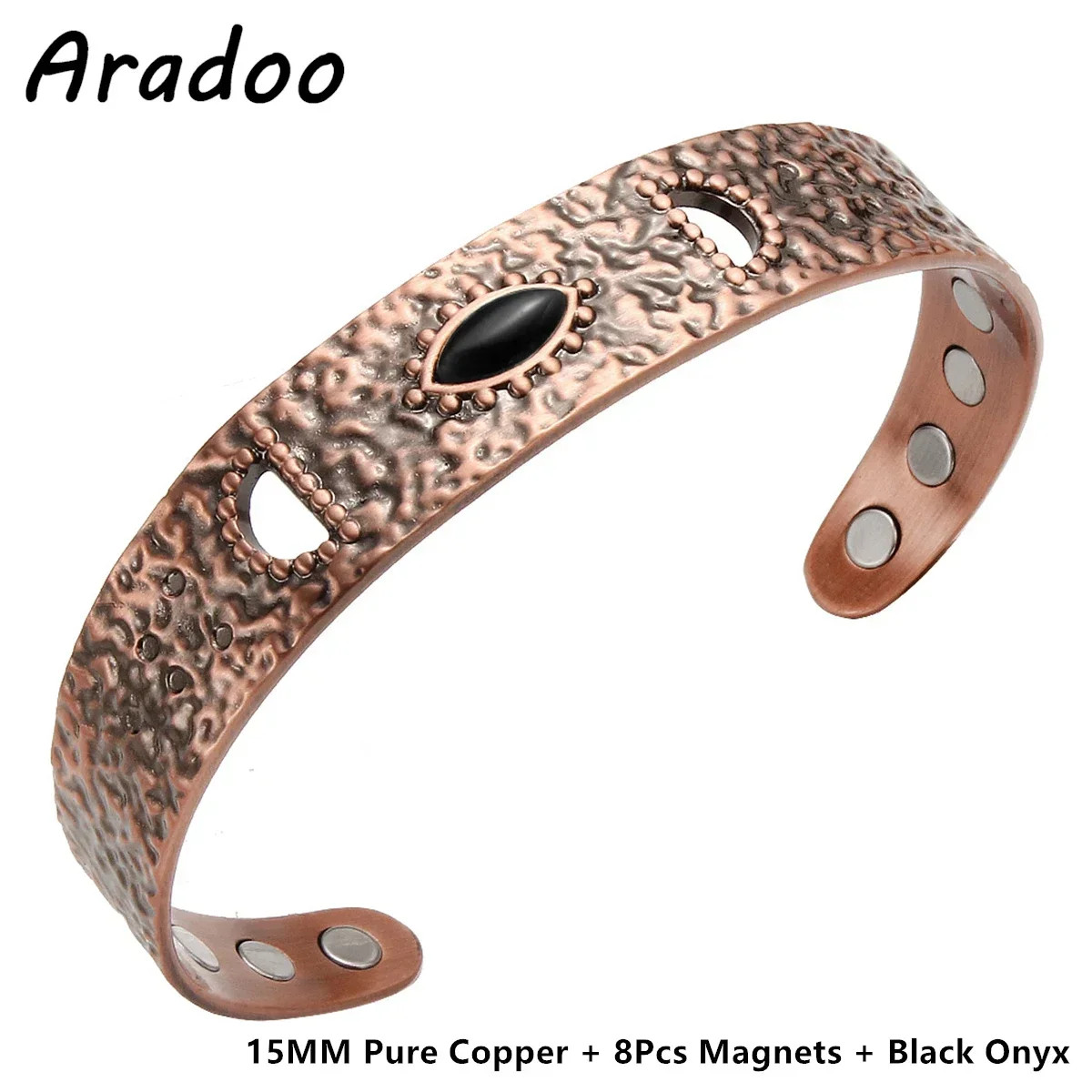 Vintage Style Pure Copper Cuff Bracelets with 3500 Gauss Magnetic Therapy Bangle