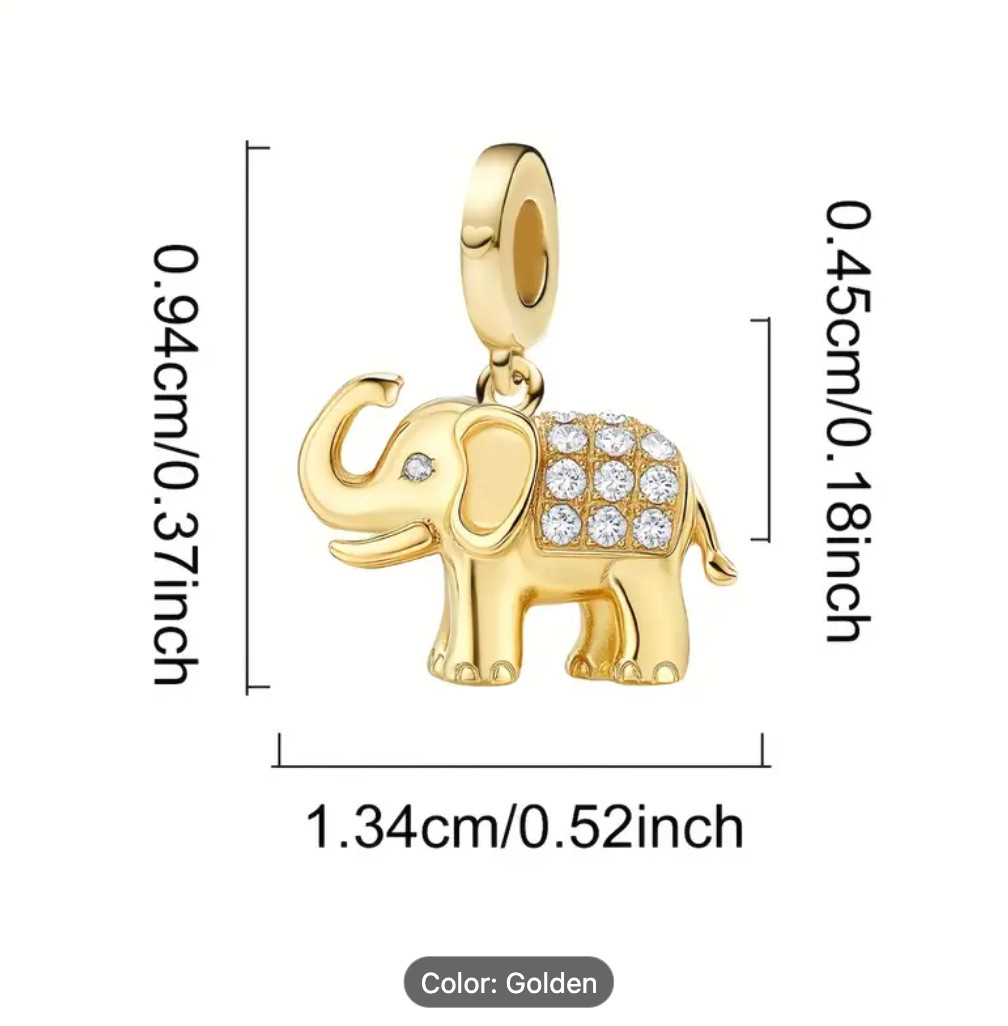 Elephant Pendan 925 silver plated and white stones. For bracelet and necklace