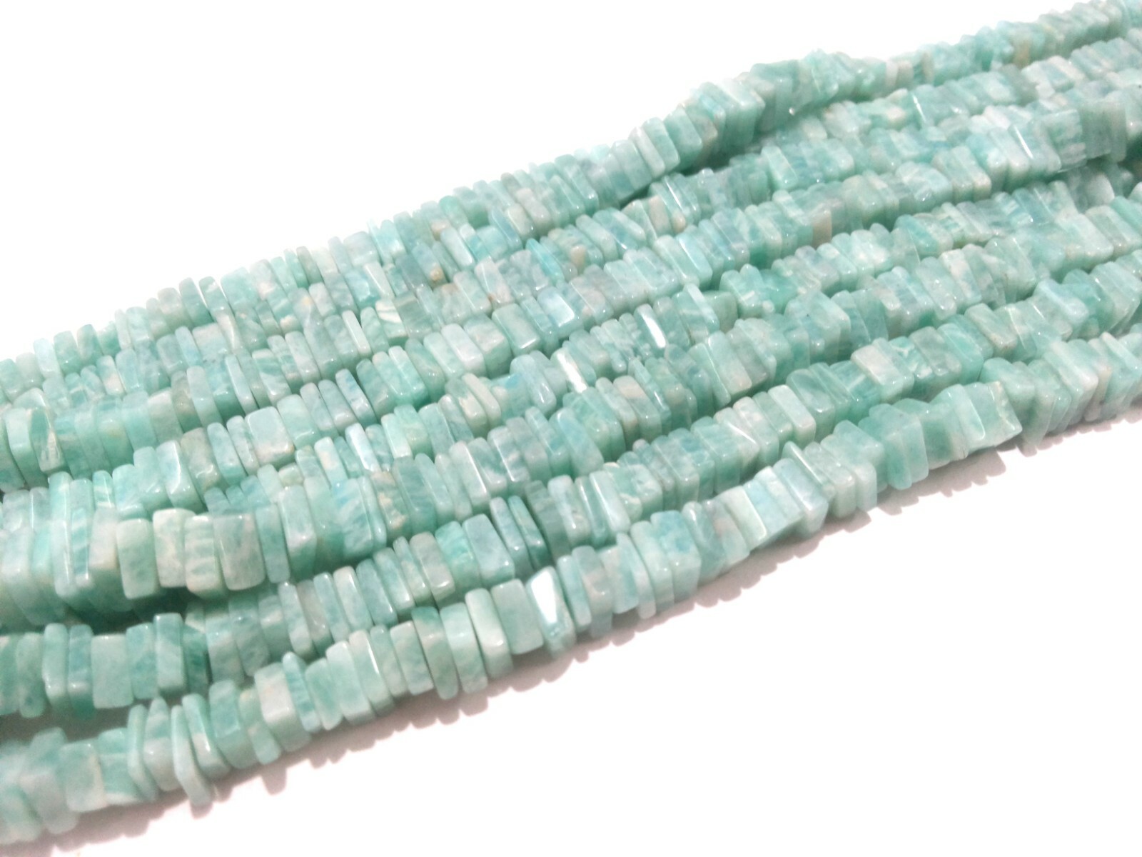 1 Strand Natural Amazonite Square Heishi Cut Choki Smooth 5-6mm Beads 16″inch
