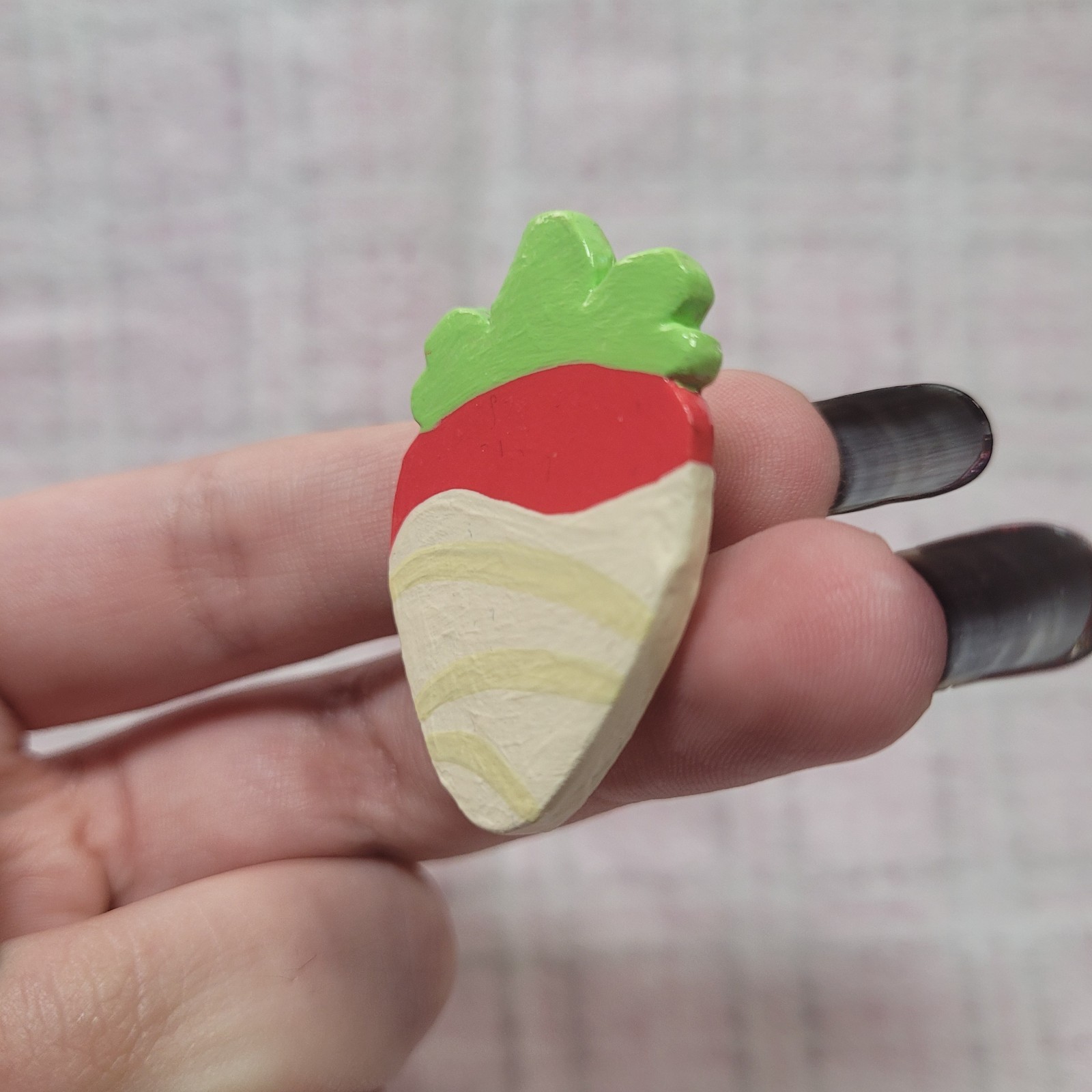 Handmade Art Polymer Clay Strawberry Pin Food Cute Handcrafted