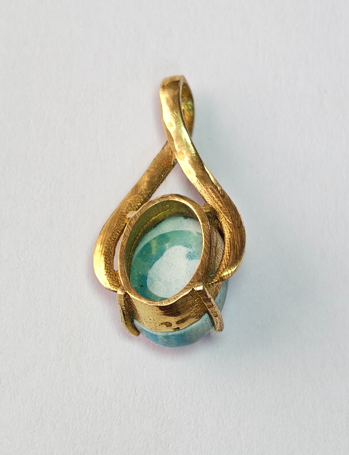 Natural Larimar Oval Cabochon Solitaire Horizontal Teardrop Pendant for Unisex