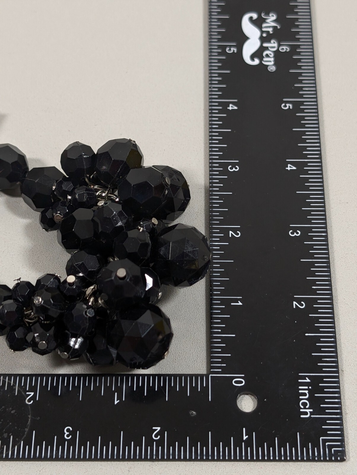 Simply Vera Wang Black Faceted Round Bead Cluster Chunky Stretch Bracelet 6.5 in