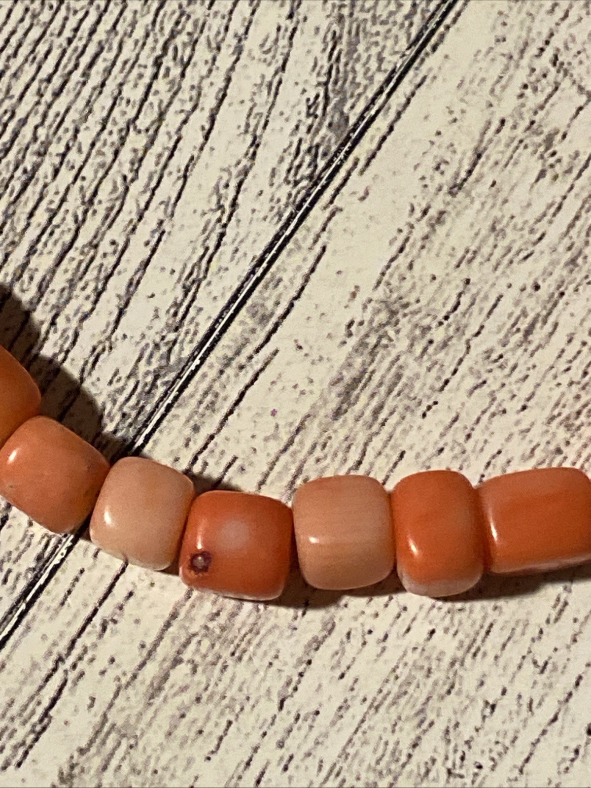 Salmon Bamboo Coral Cube Sterling Silver Closure 18” Bead Necklace Boho