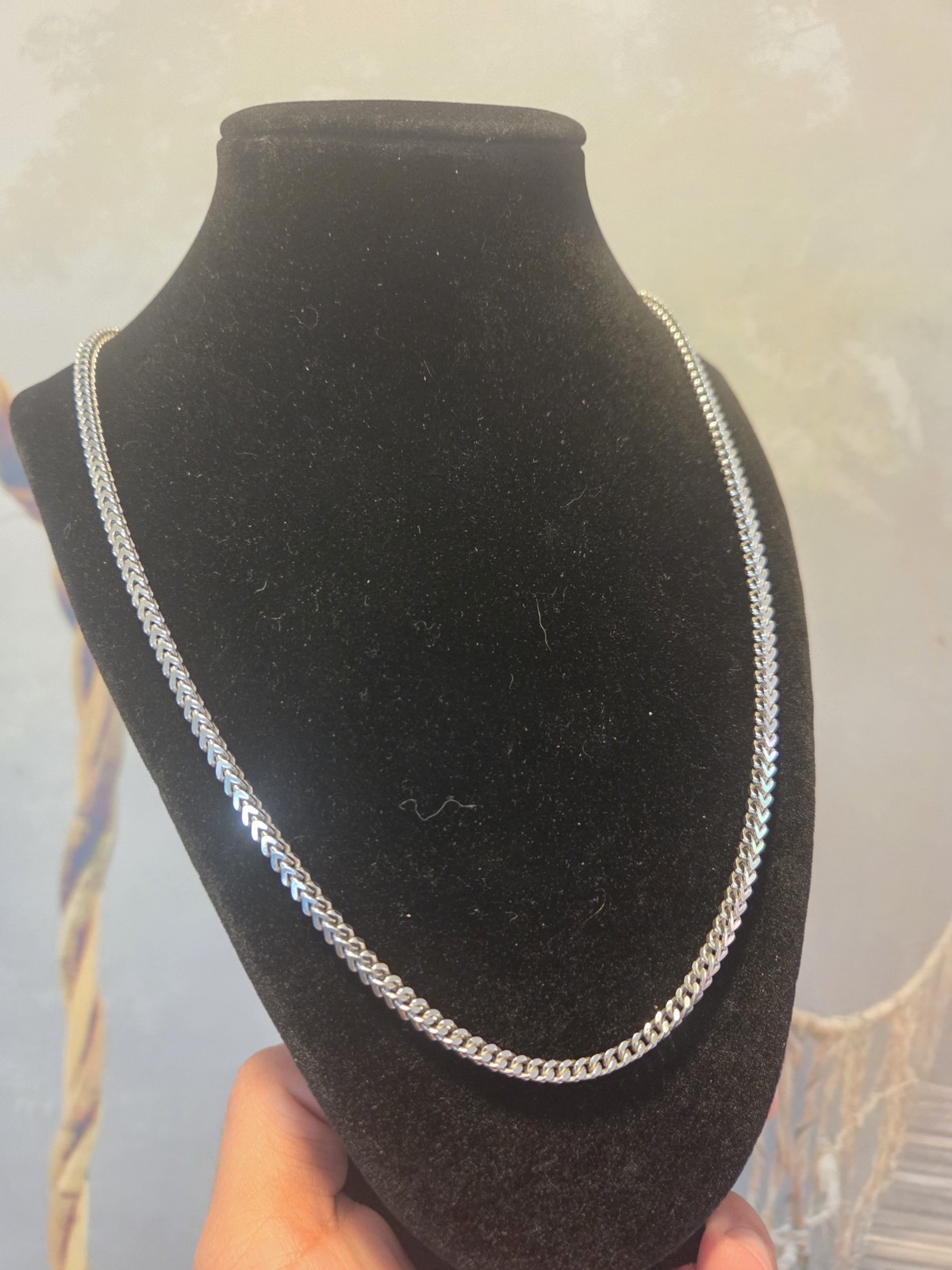 925 Sterling Silver 24″ 3mm Solid Franco Chain 31g Rhodium Italy Necklace