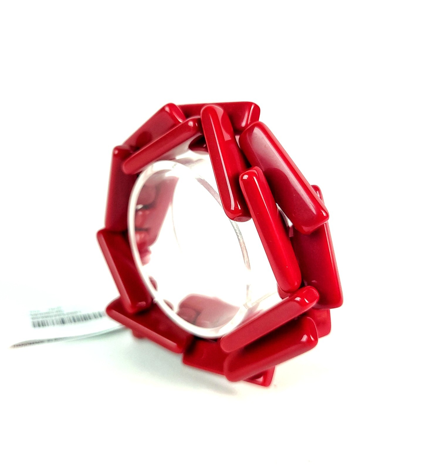 Sobral Neoconcretismo 1WJP Opaque Polished Red Beads Artist Made Stretch Bracele