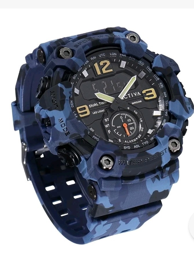 Activa X Invicta BlackOps Digital Men’s Watch 56mm,Camouflage,Blue (ACW1637-003)