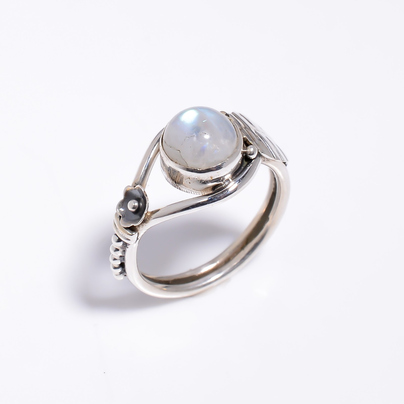 Rainbow Moonstone Gemstone 925 Silver Handmade Statement Ring Jewelry