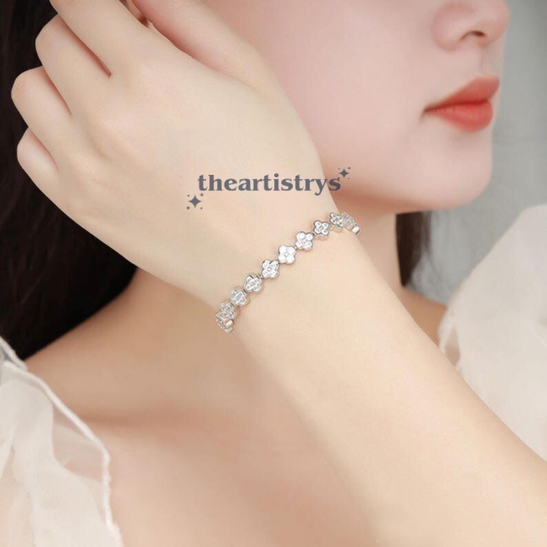 Solid 14K White Gold 7′ Inch Long Tennis Wedding Bracelet VVS1 Round Cut 6 Carat
