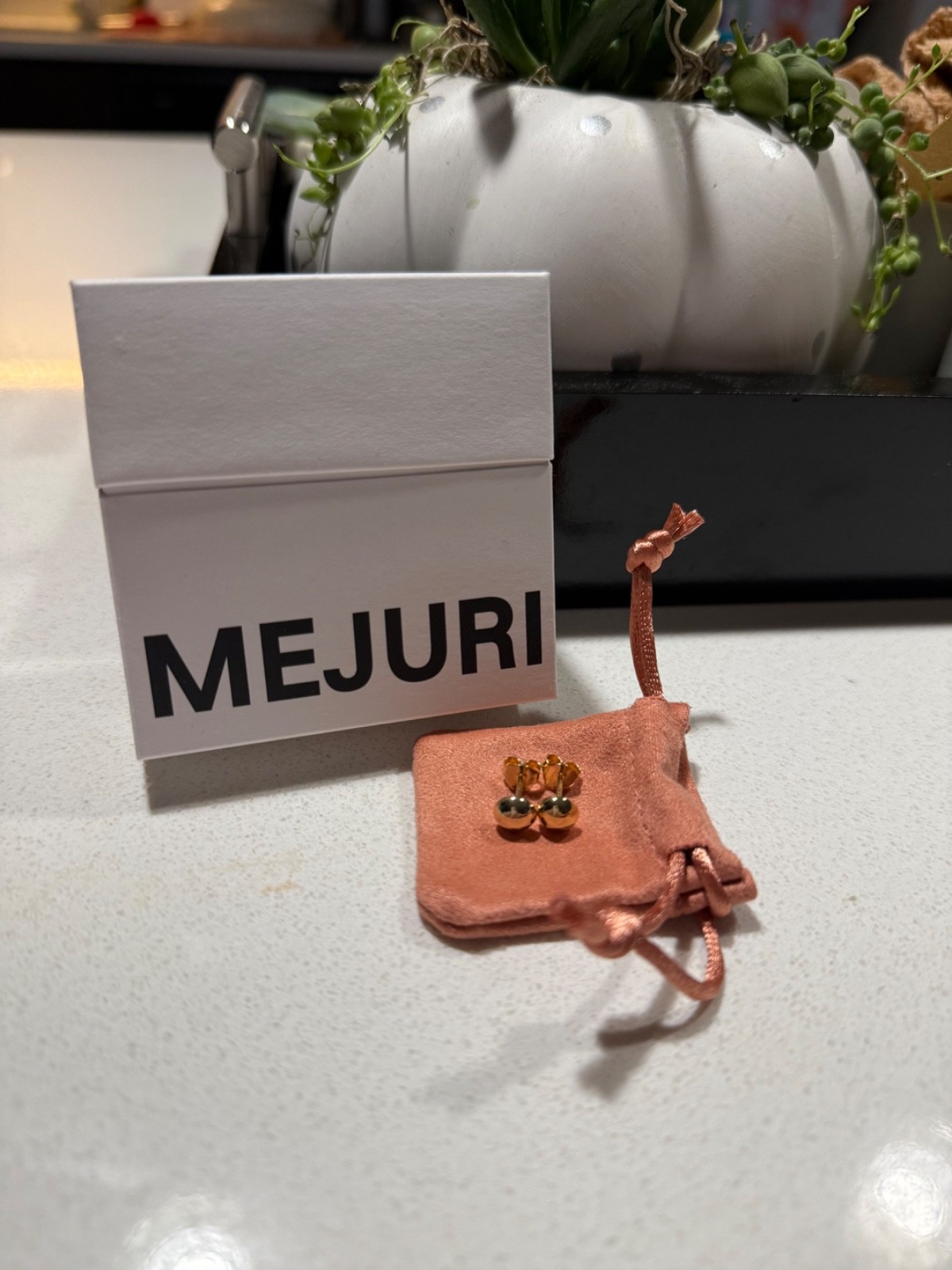 Brand New Mejuri Button Stud Earrings 18K Gold Vermeil