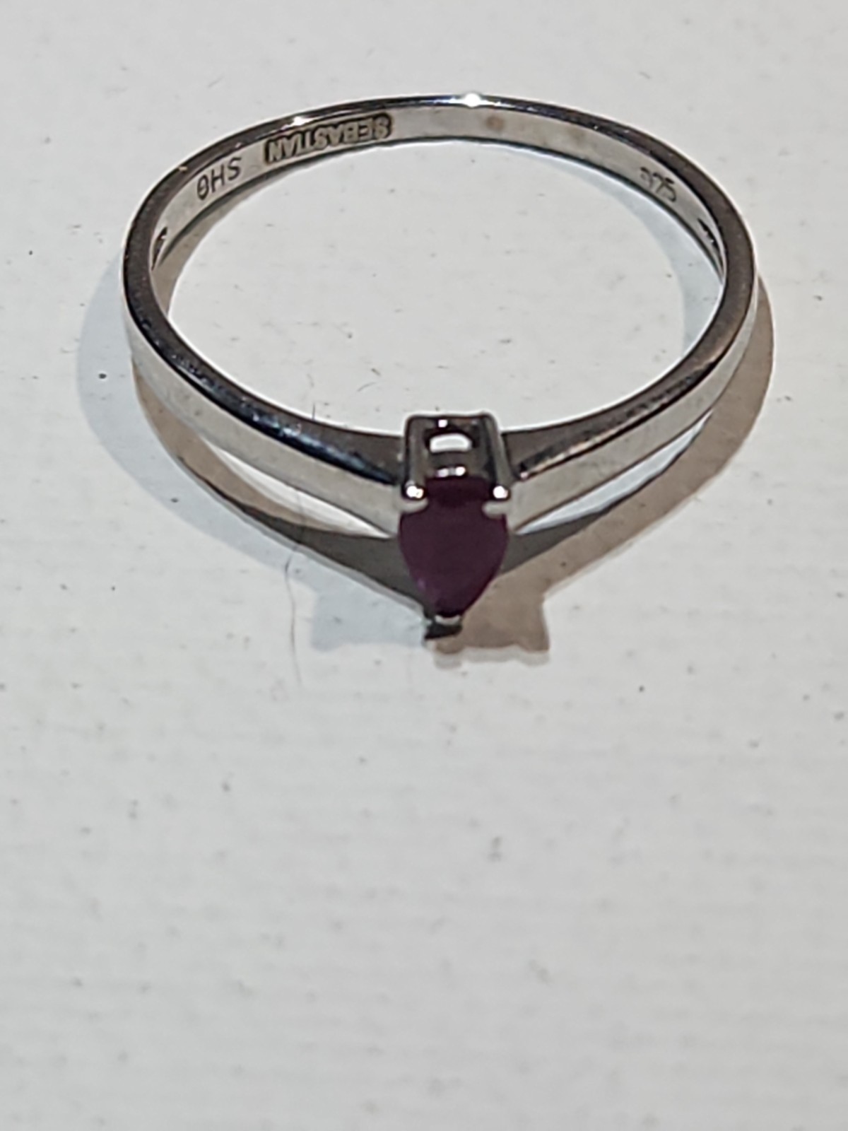 Size 6.5 0.25 Carat Pear Cut Ruby And Sterling Silver Ring By Sebastian