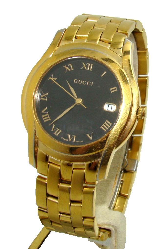 GUCCI 35mm GOLD TONE STAINLESS STEEL QUARTZ 5400M UNISEX WATCH on BRACELET