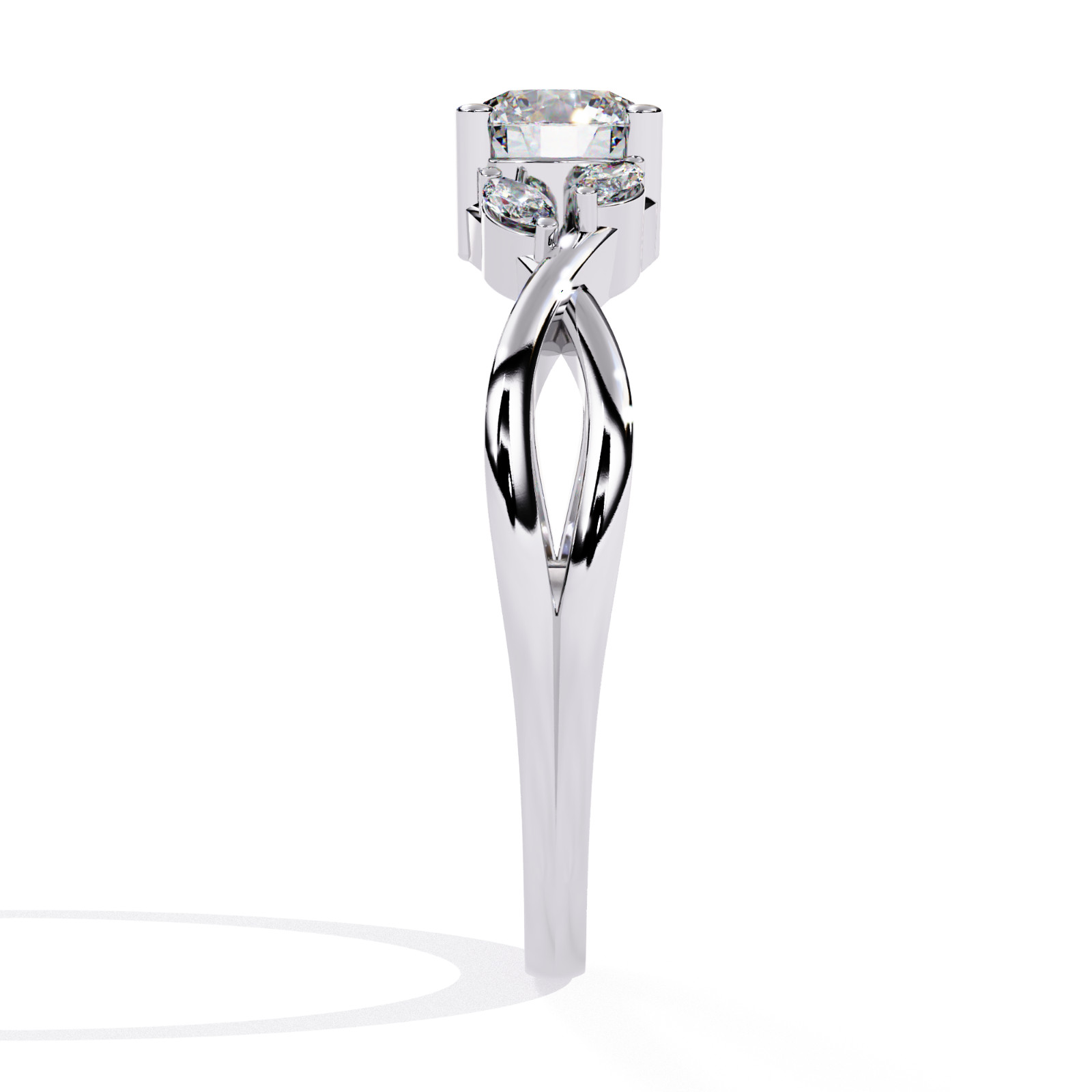 0.55 Ct Lab Grown Diamond Engagement Ring 925Silver Round Marquise Wedding Ring