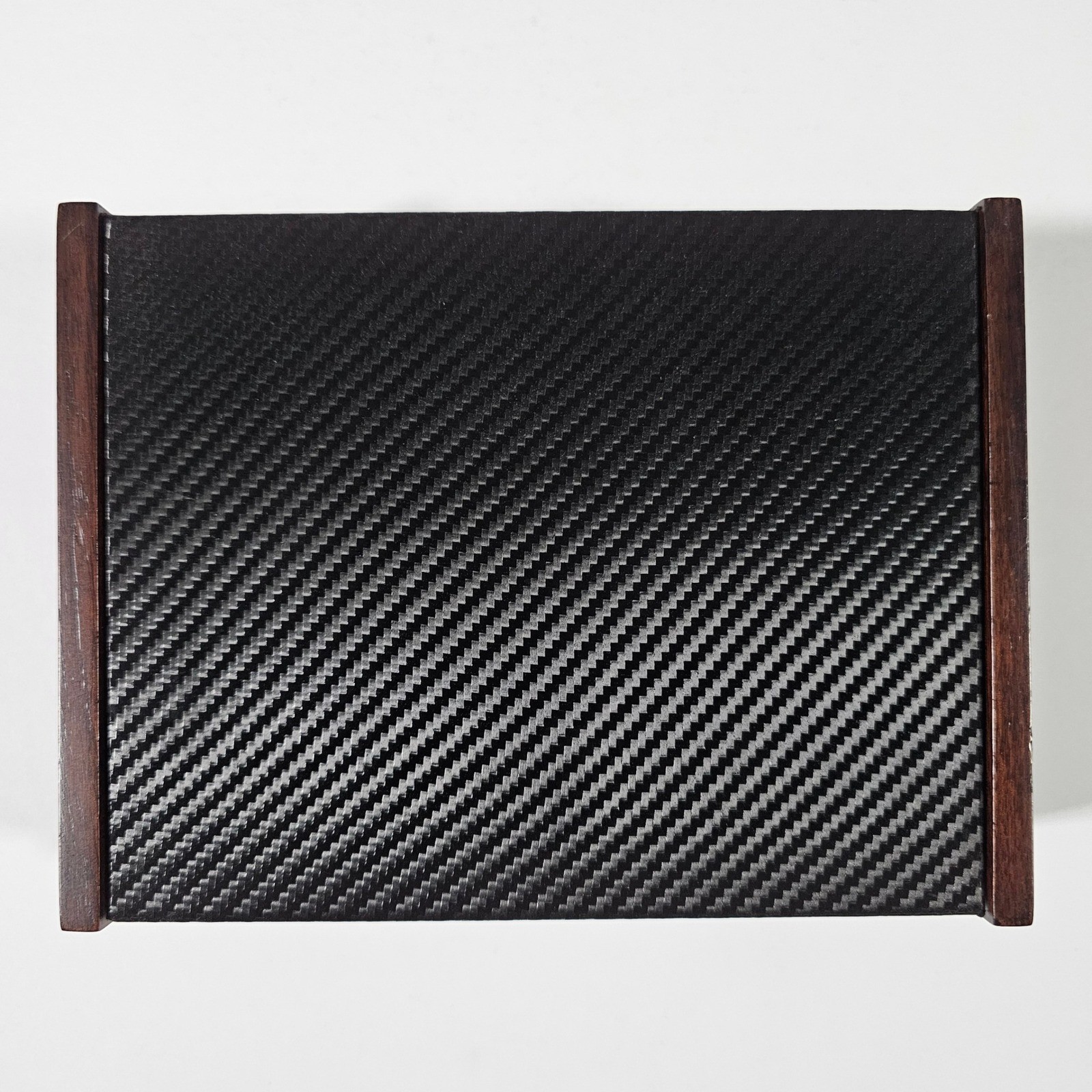 Ralph Lauren Sutton Cuff Link Box Mens OS Black Carbon Fiber Walnut Wood RL Logo