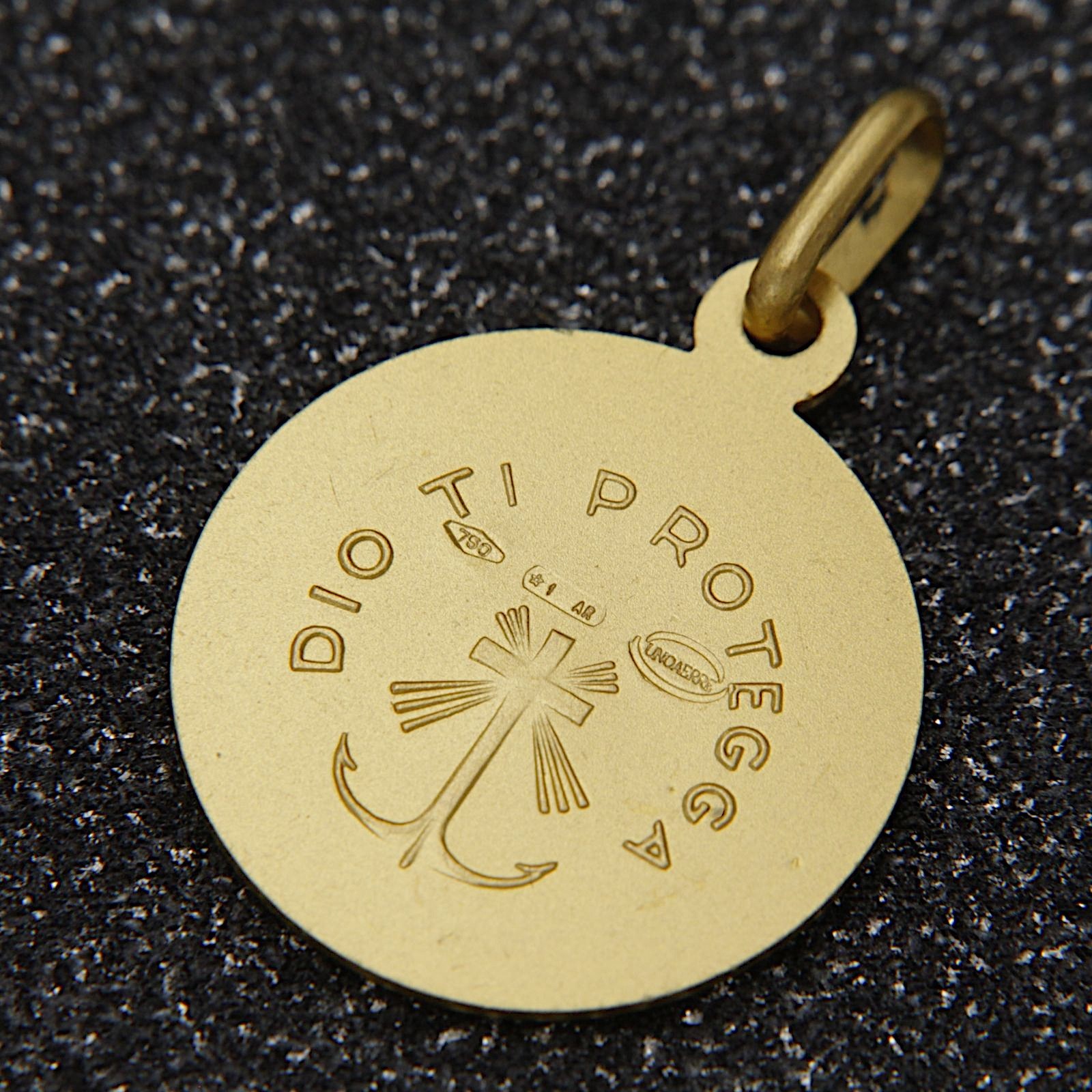18k Solid Yellow GOLD Jesus Christ Head Face Protect Us Unoaerre Pendant Medal