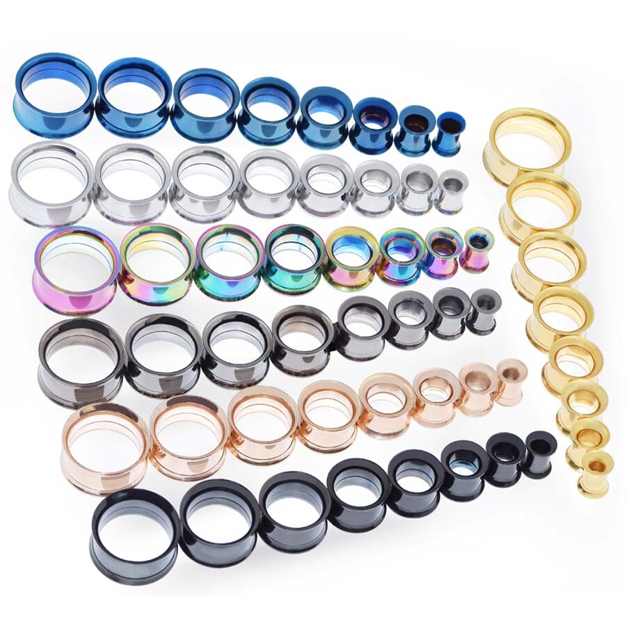 2PCS Stainless Steel Ear Tunnels Screw Ear Gauges Double Flare Ear Plugs 2G-3/4″