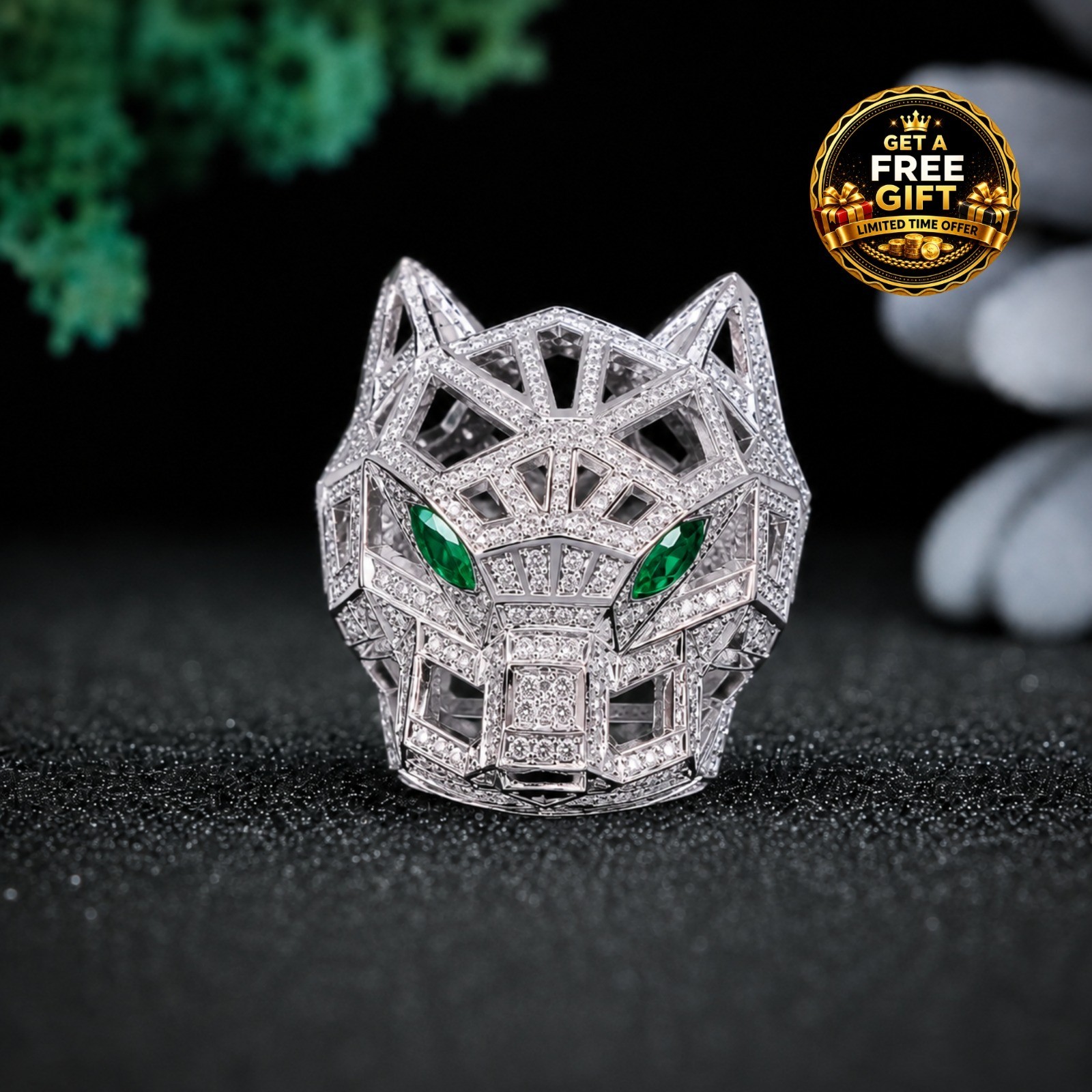 Iced Out Wolf Head Pendant VVS Moissanite 925 Sterling Silver Animal Necklace