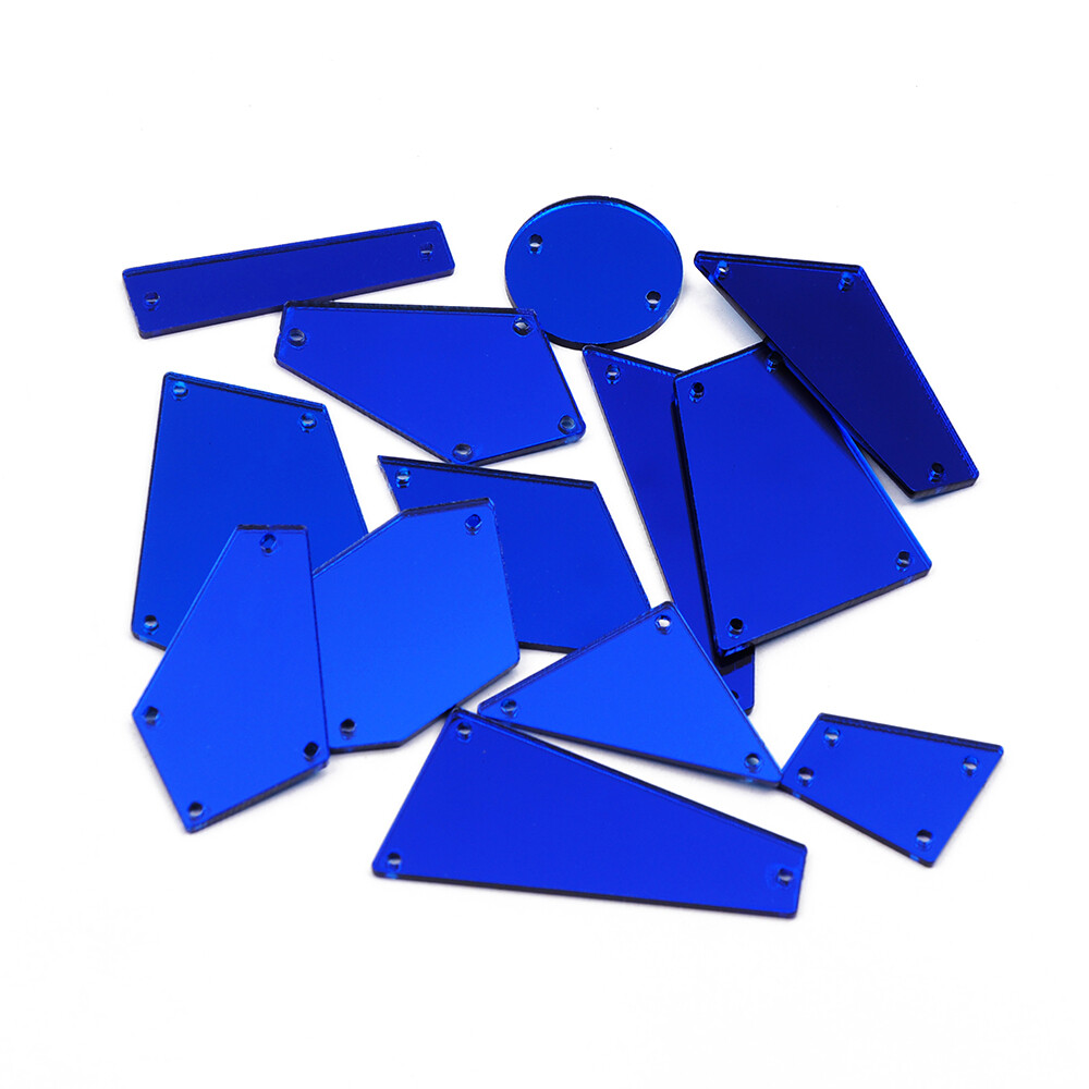 Blue 30pcs/bag Acrylic Mirror Sew On Rhinestones Mix Acryl Mirror Sew On Stones