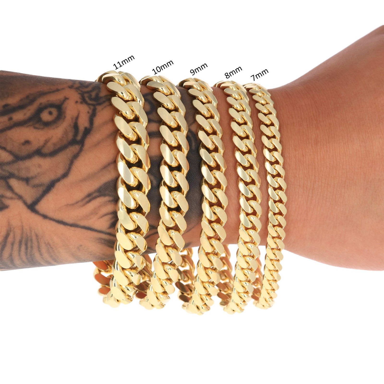 14K Yellow Gold Solid 2.7mm-11mm Miami Cuban Chain Link Necklace Bracelet 7″-30″