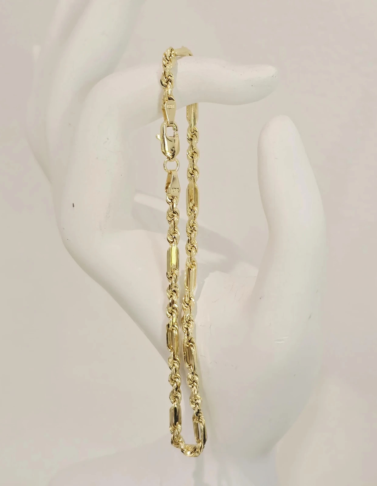 14k Yellow Gold Figaro Rope Chain Bracelet, Milano Bracelet Unisex