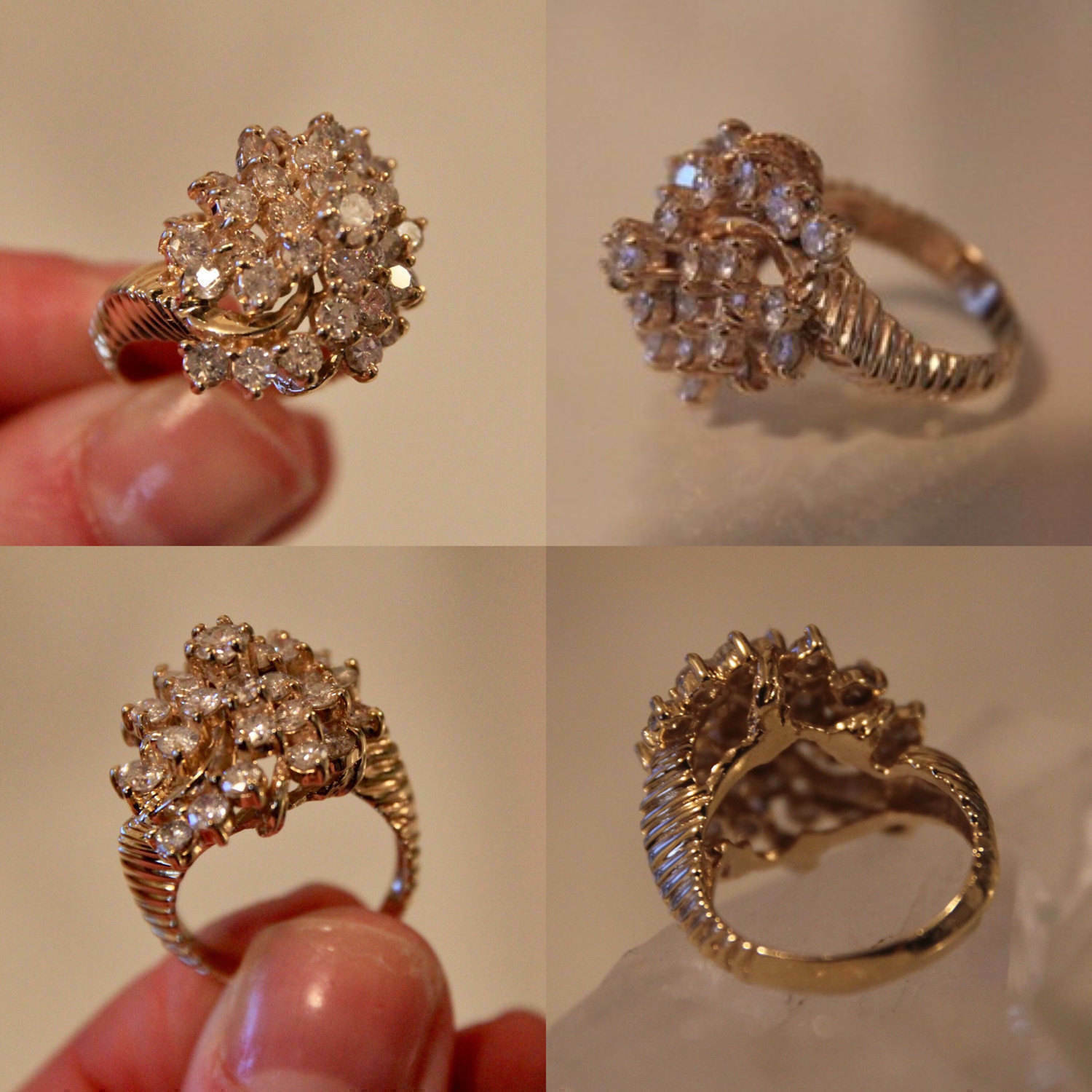 1.50Ct Lab Created Round Diamond Cluster Wedding Ring 14K Yellow Gold Over