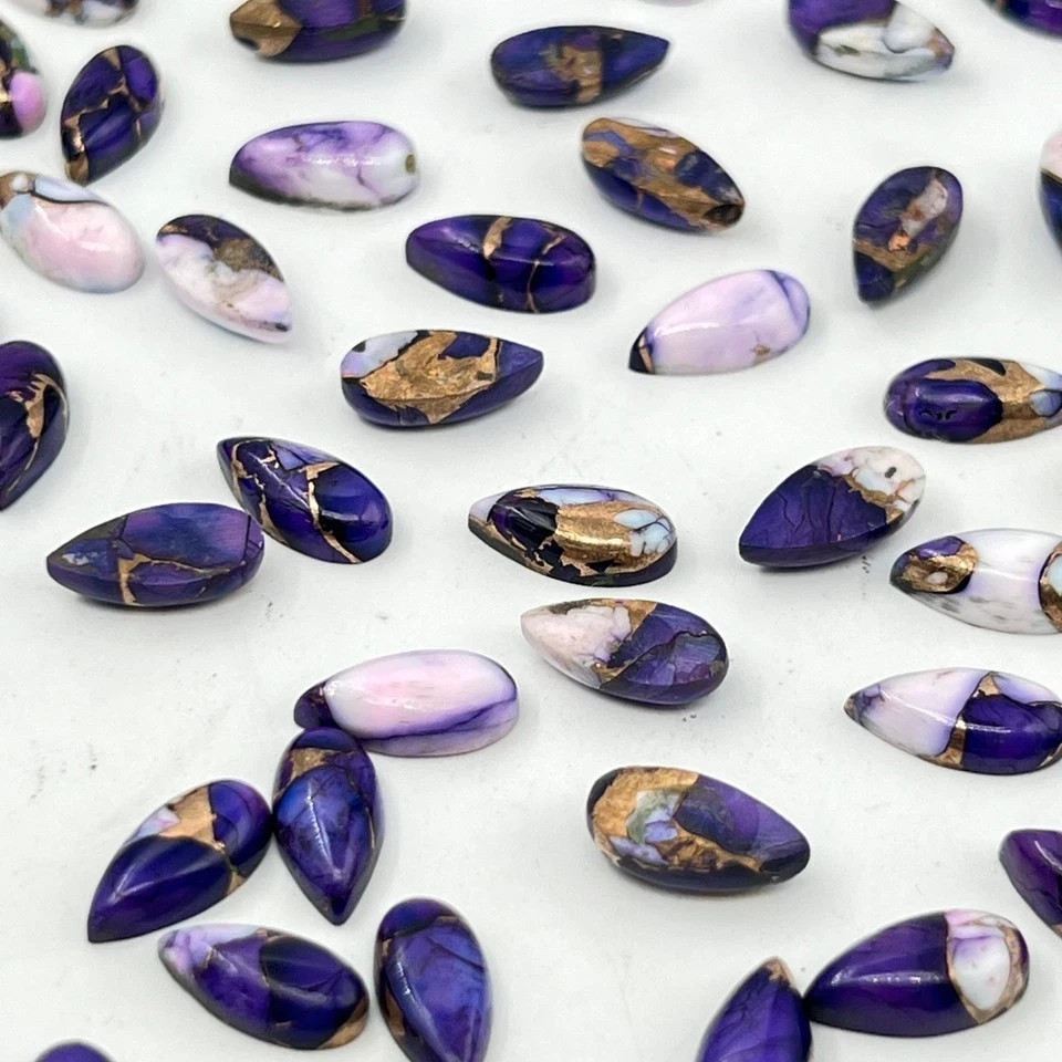 AAA+ Purple Buffalo Turquoise Cabochon Long Pear Loose Gemstone Jewelry Making