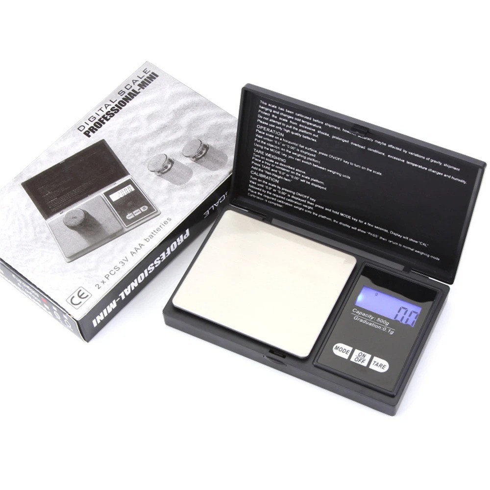 500g x 0.1g Digital Pocket Scale .1g Precision – portable – Silver/Black – CS500