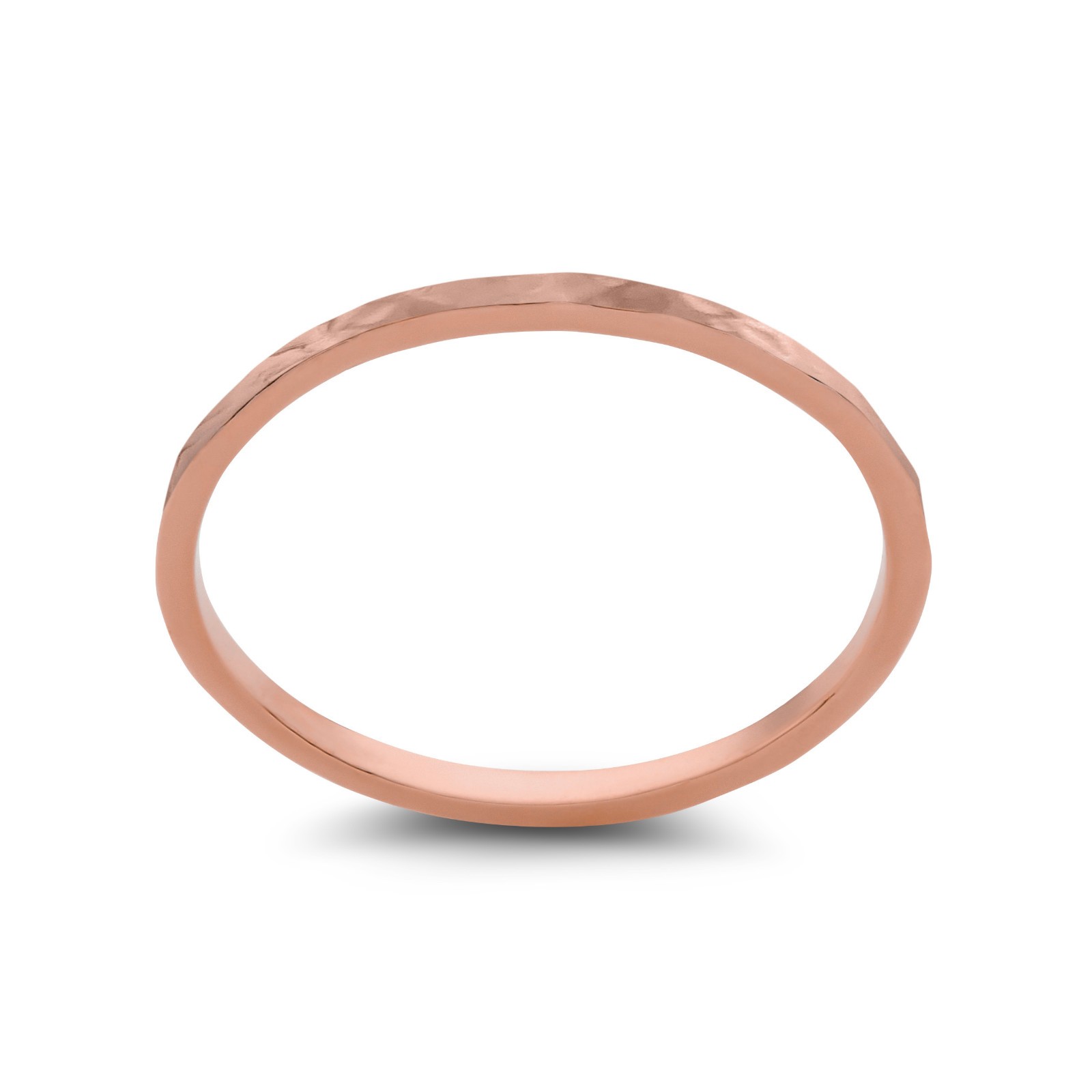 Solid 10K Rose Gold Hammered Ring 1mm Size 1 – 15 Thin Gold Ring Midi Stack Band