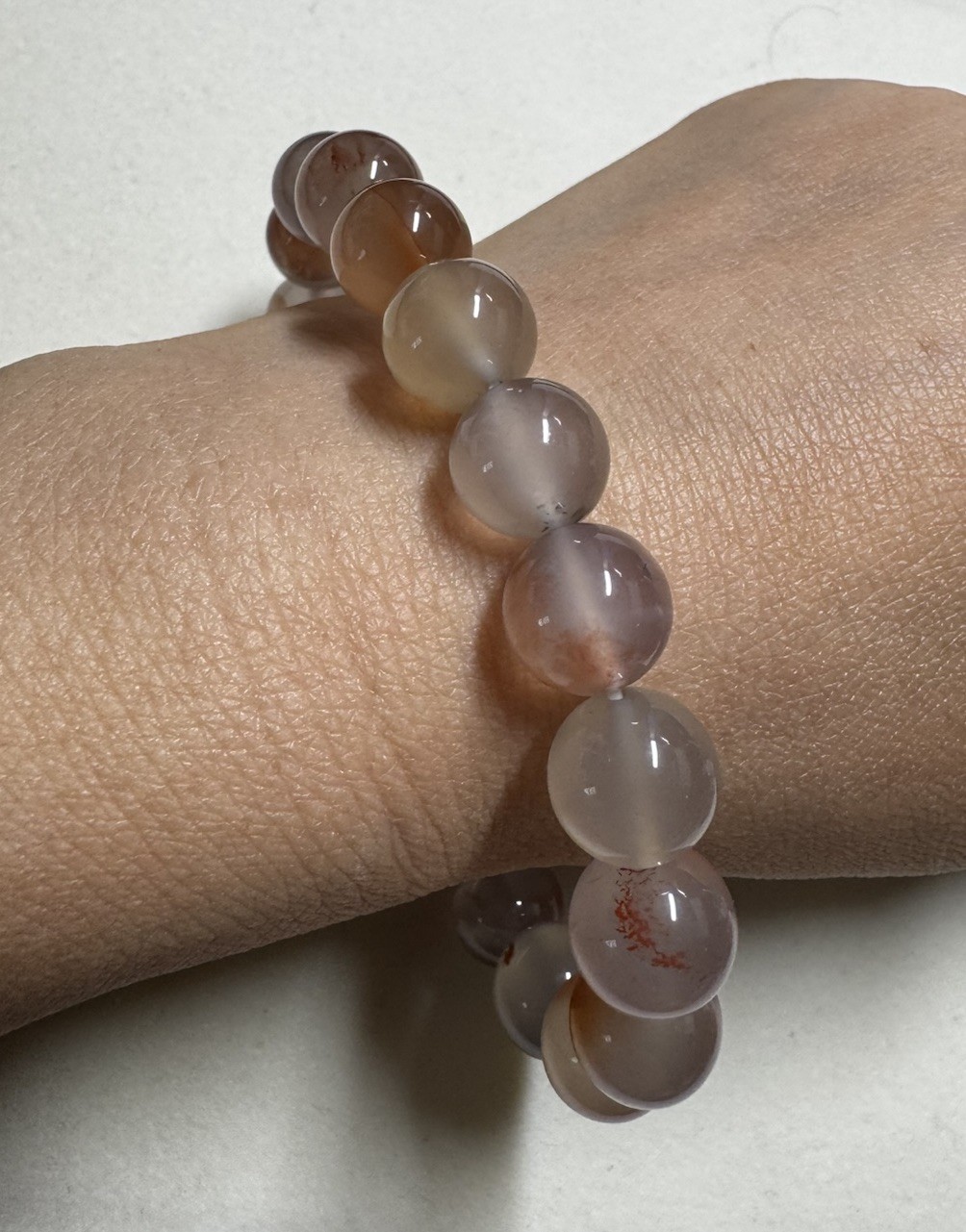AAA 10-11mm round beads ink style nanhong agate Bracelet new 7” free shipping