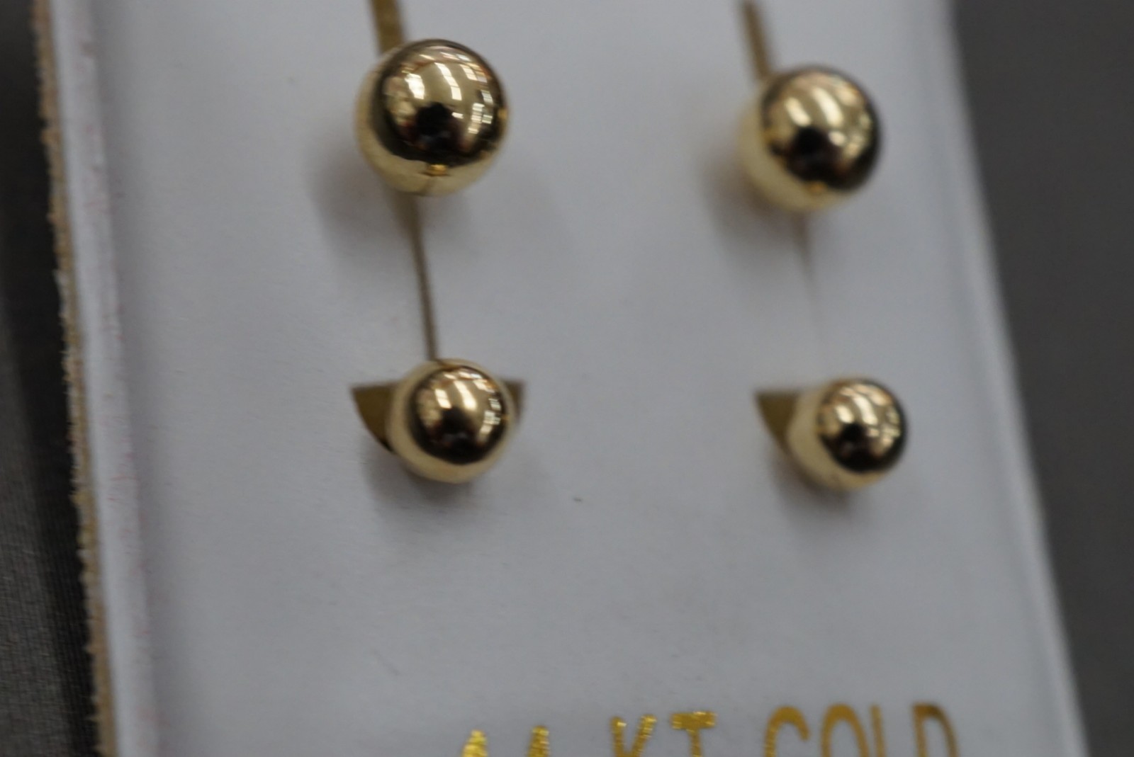 14K Solid Yellow Gold 3mm With 4mm Ball Telephone Earrings.