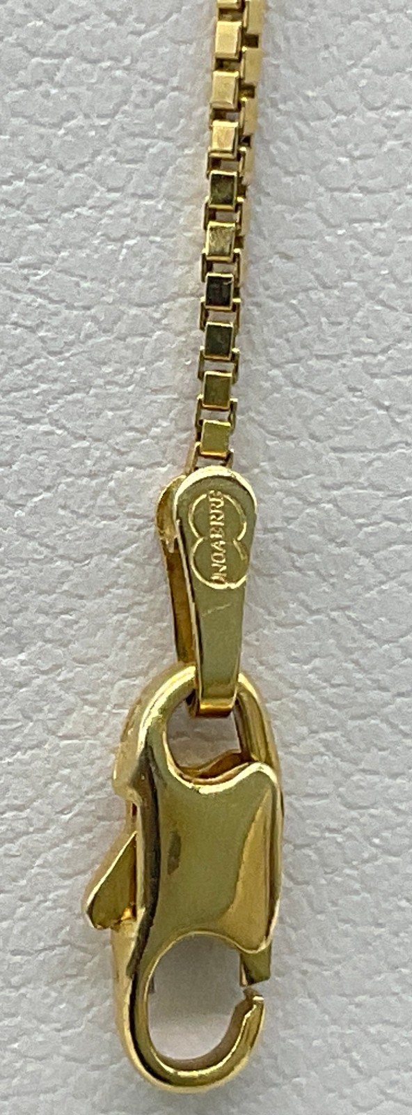 14k Gold Box Link Chain Necklace Unoaerre Italy 18in, 2.5g, 0.8mm