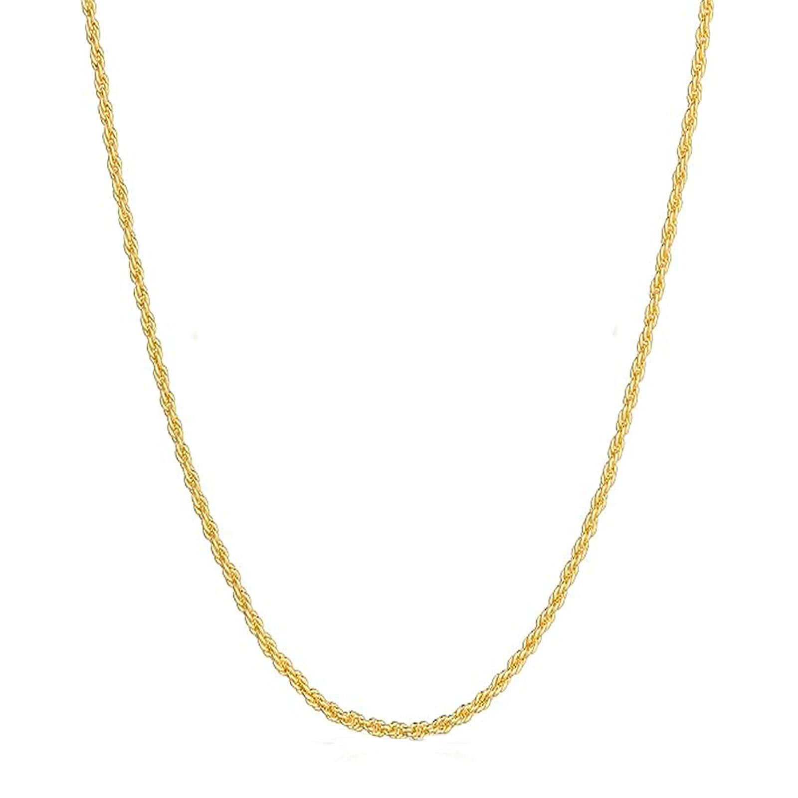 14K Solid Yellow Gold 1.55-6.05mm Rope Chain Necklace with Lobster Claw Clasp