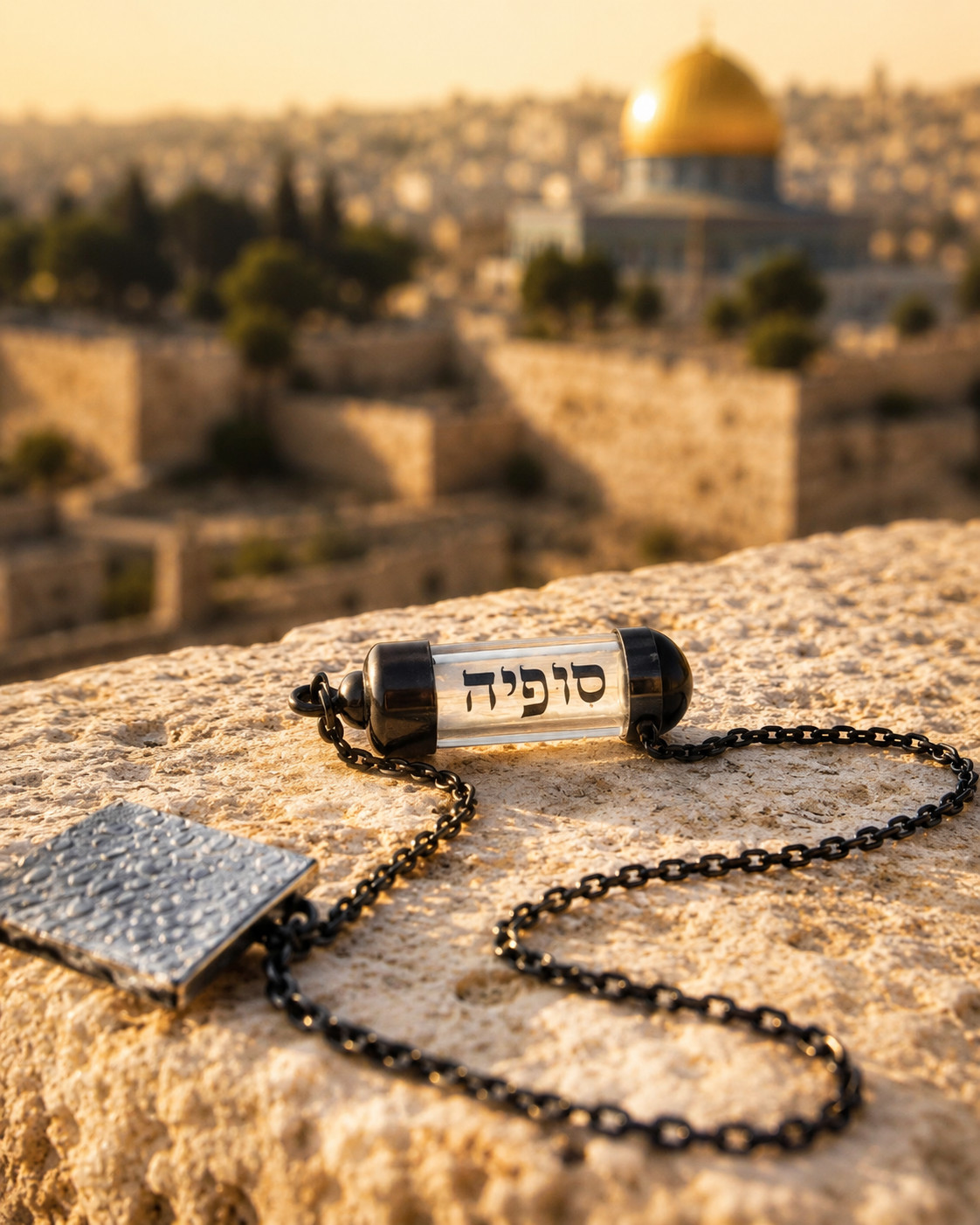 Personalized Hebrew Name Parchment Necklace | Holy Land Gift | Handmade Pendant