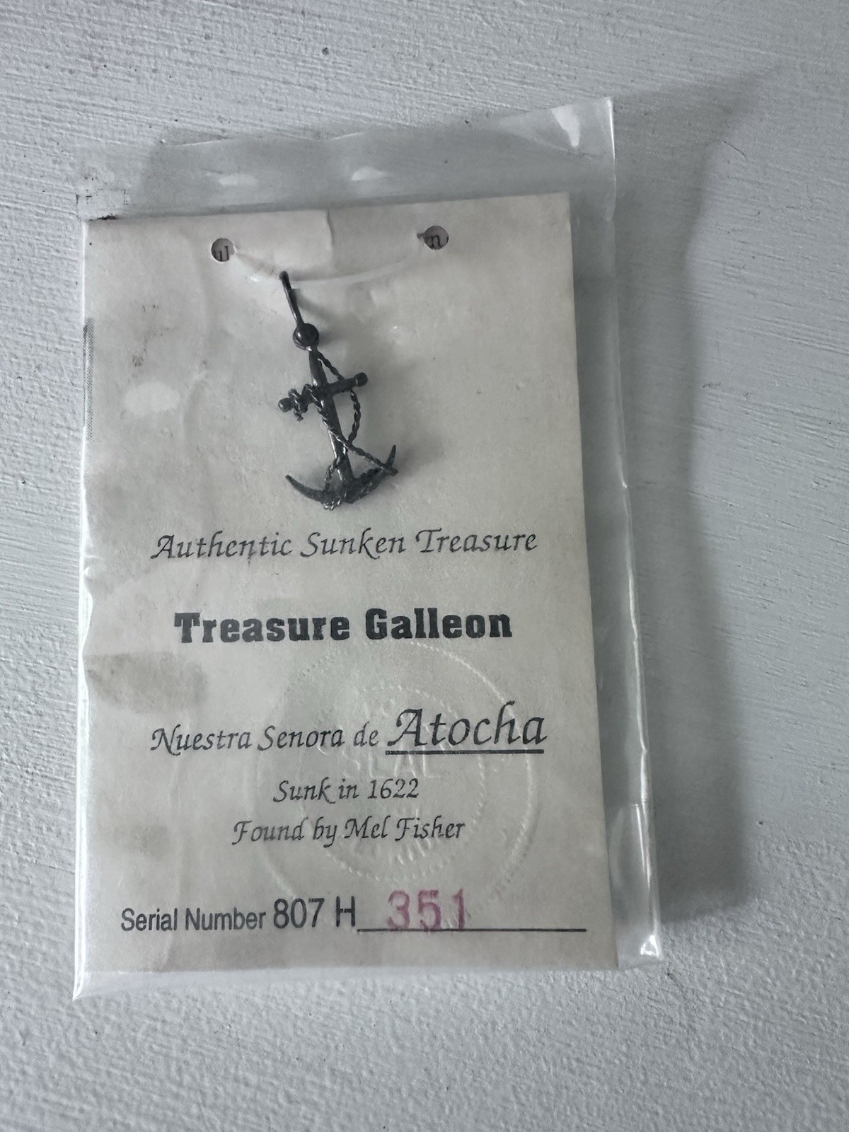 NUESTRA SENORA DE ATOCHA Silver Anchor With Original Certificate Of Authenticity