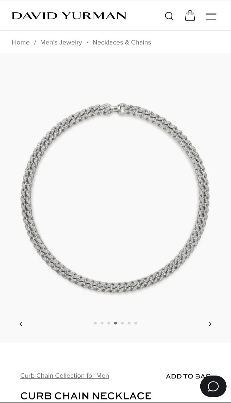 David Yurman Silver 11.5mm Pave Diamond Necklace 22″ $34,000… Lowest Price